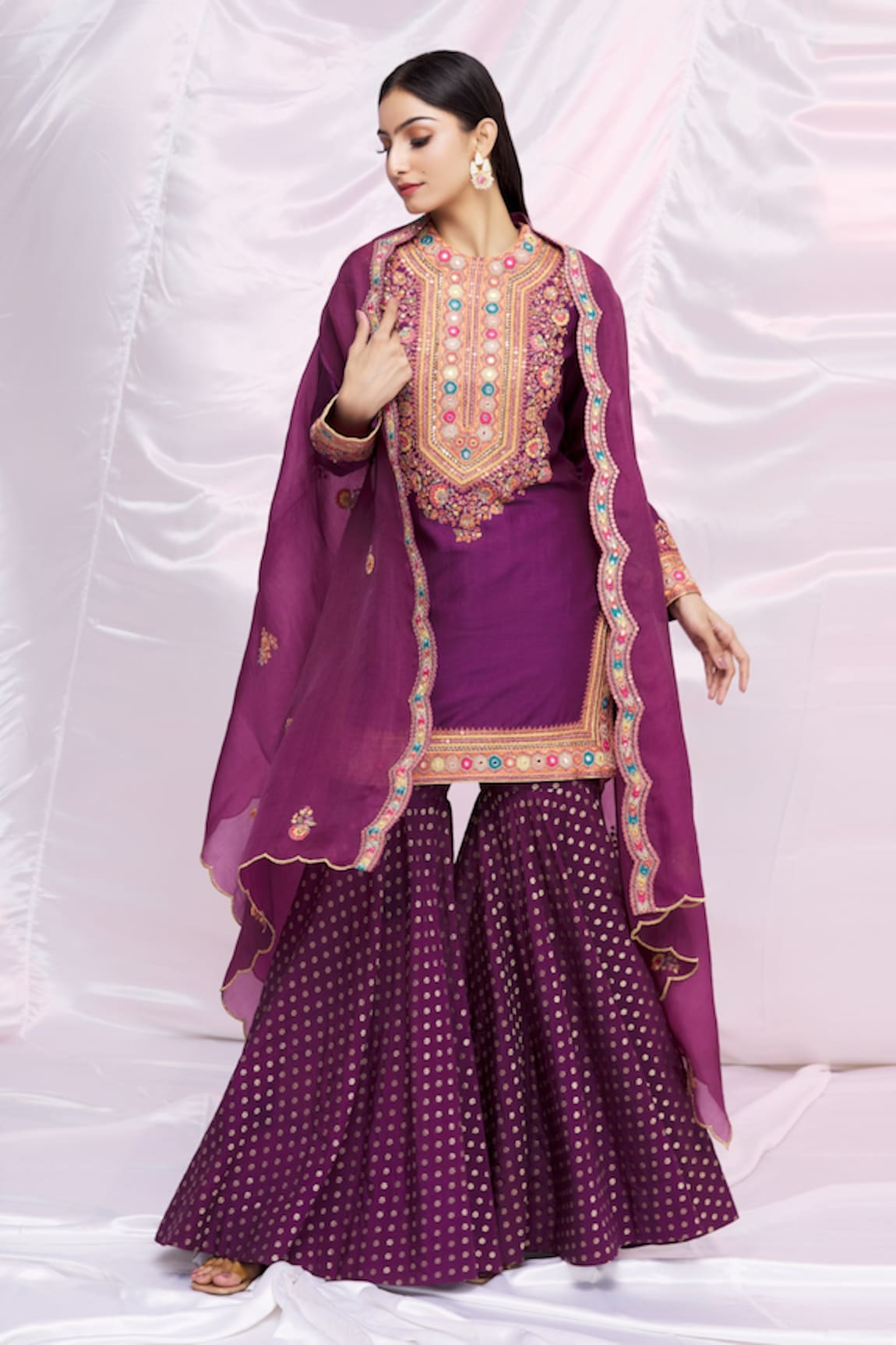 Petticoat Lane by Divya Brocade Sharara Set With Cape