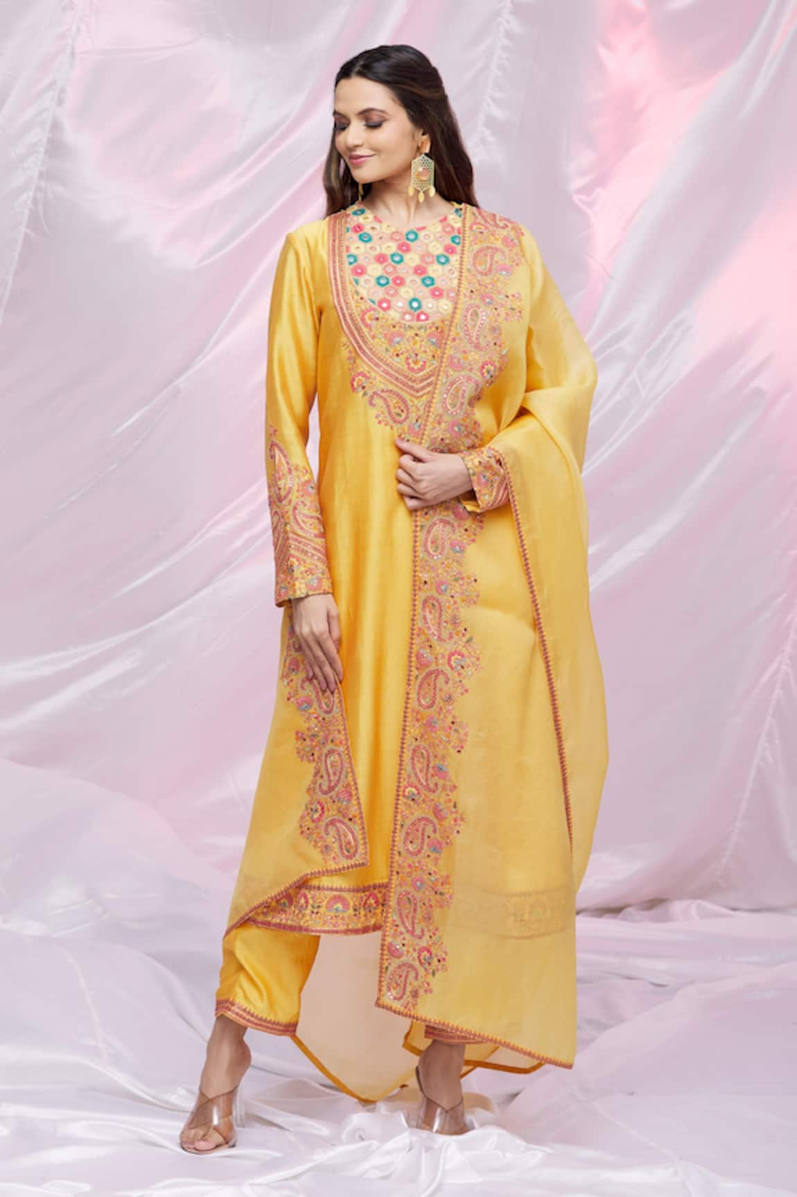 Petticoat Lane by Divya Floral Embroidered Kurta Set