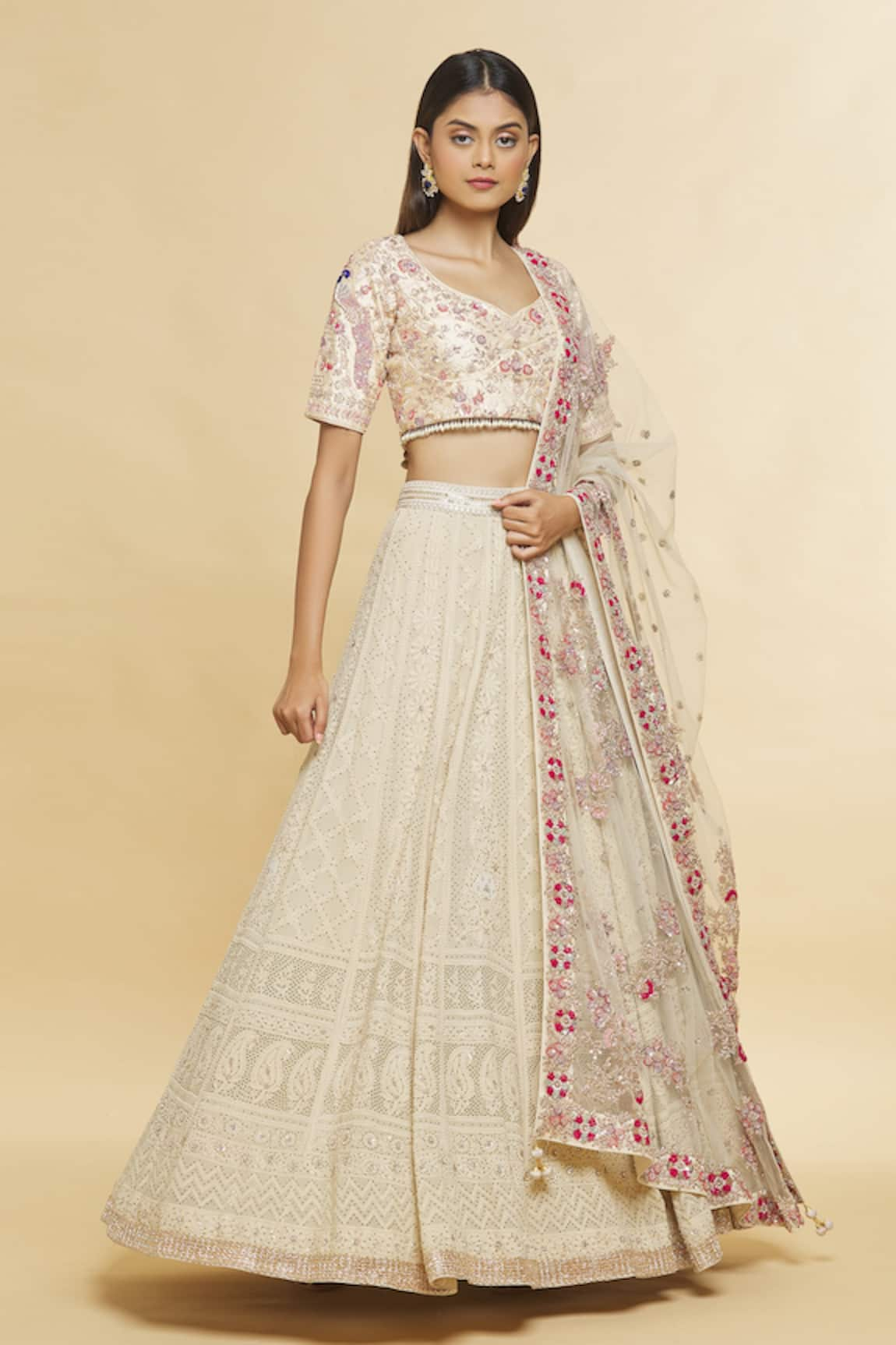 Romaa Chikankari Embroidered Bridal Lehenga Set