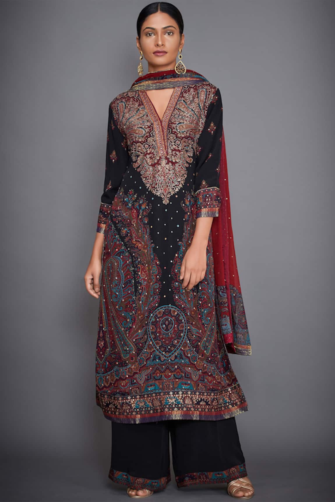 RI.Ritu Kumar Silk Printed Kurta & Palazzo Set 
