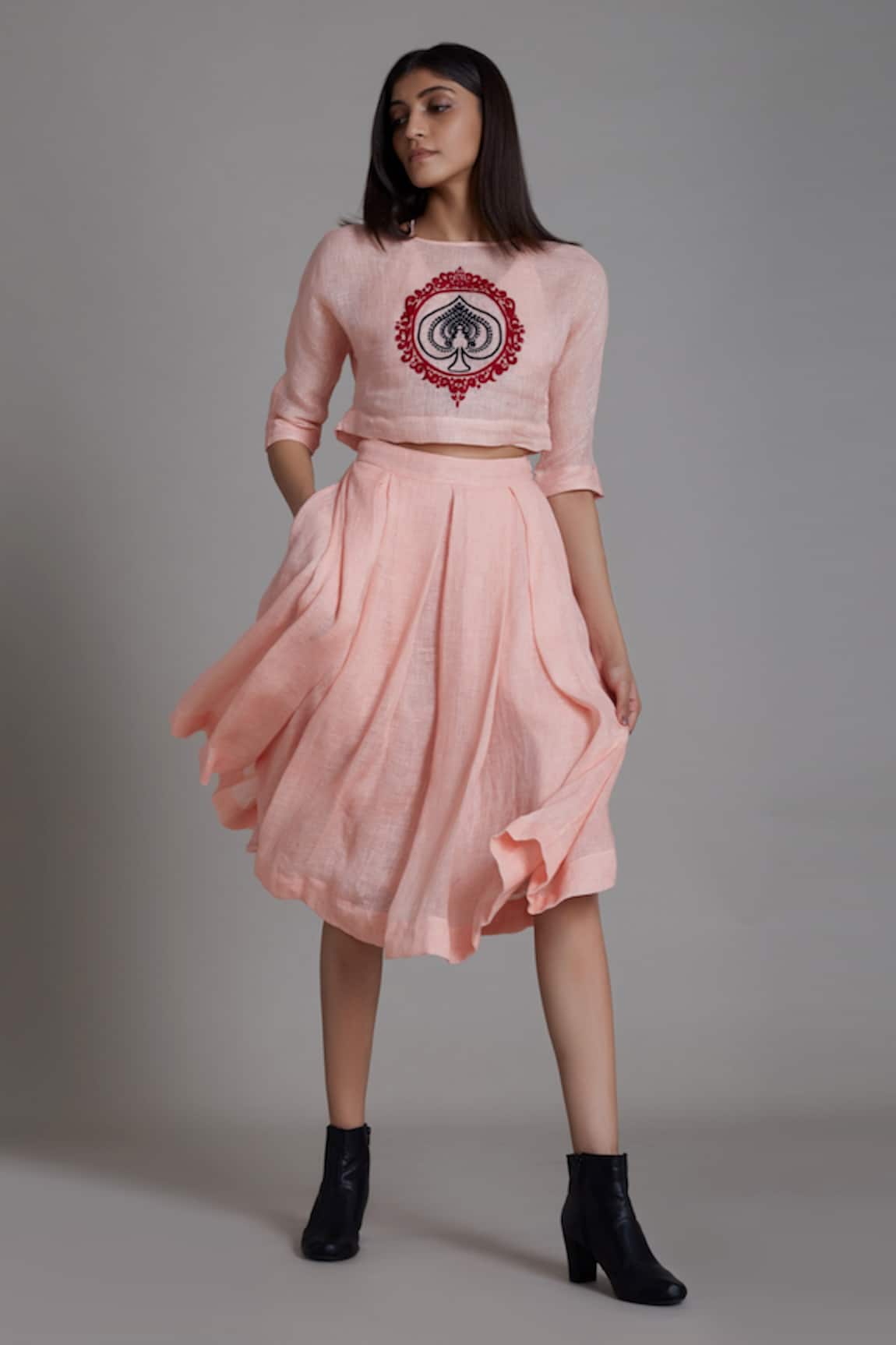 Mati Linen Flared Skirt 