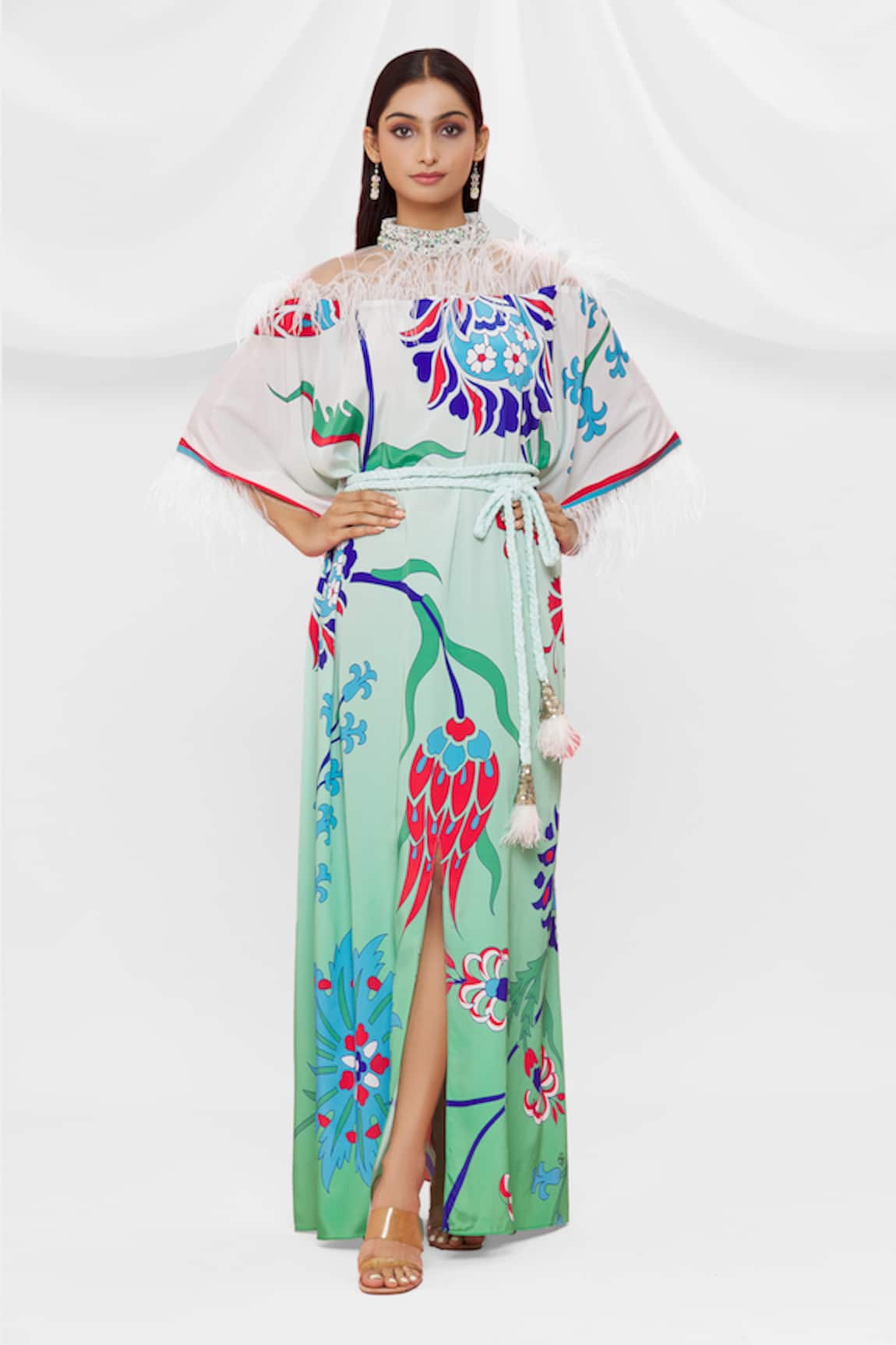 Pria Kataria Puri Floral Pattern Front Slit Kaftan