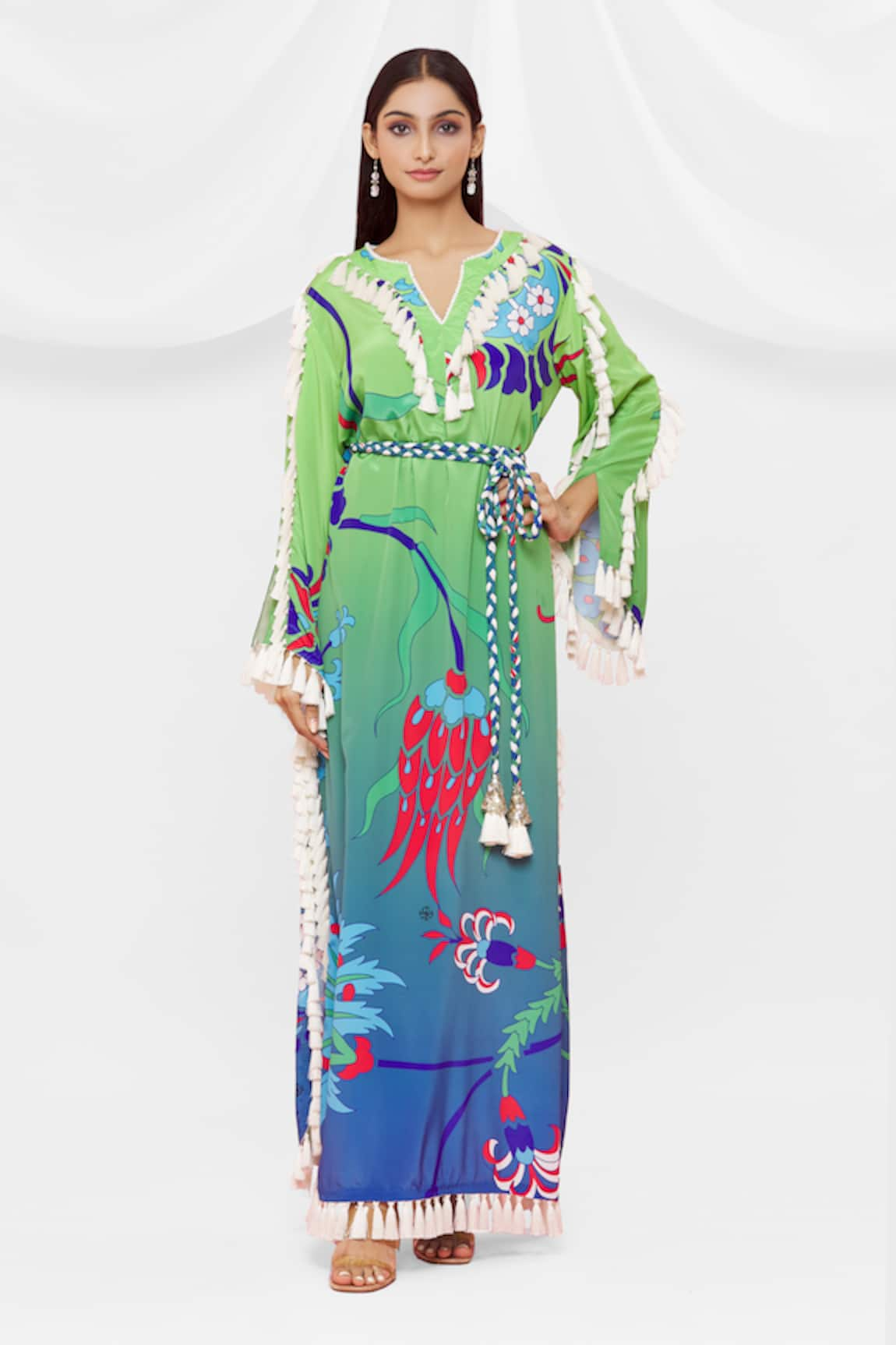 Pria Kataria Puri Floral Pattern Tassel Sleeve Dress