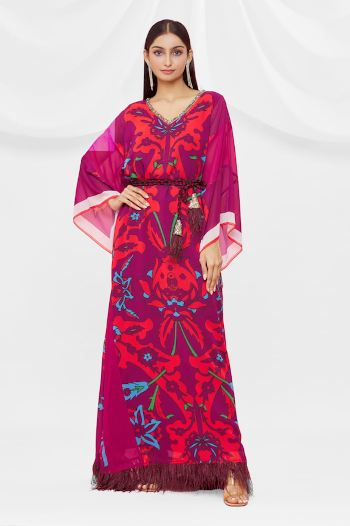 Pria Kataria Puri Floral Pattern V Neck Kaftan