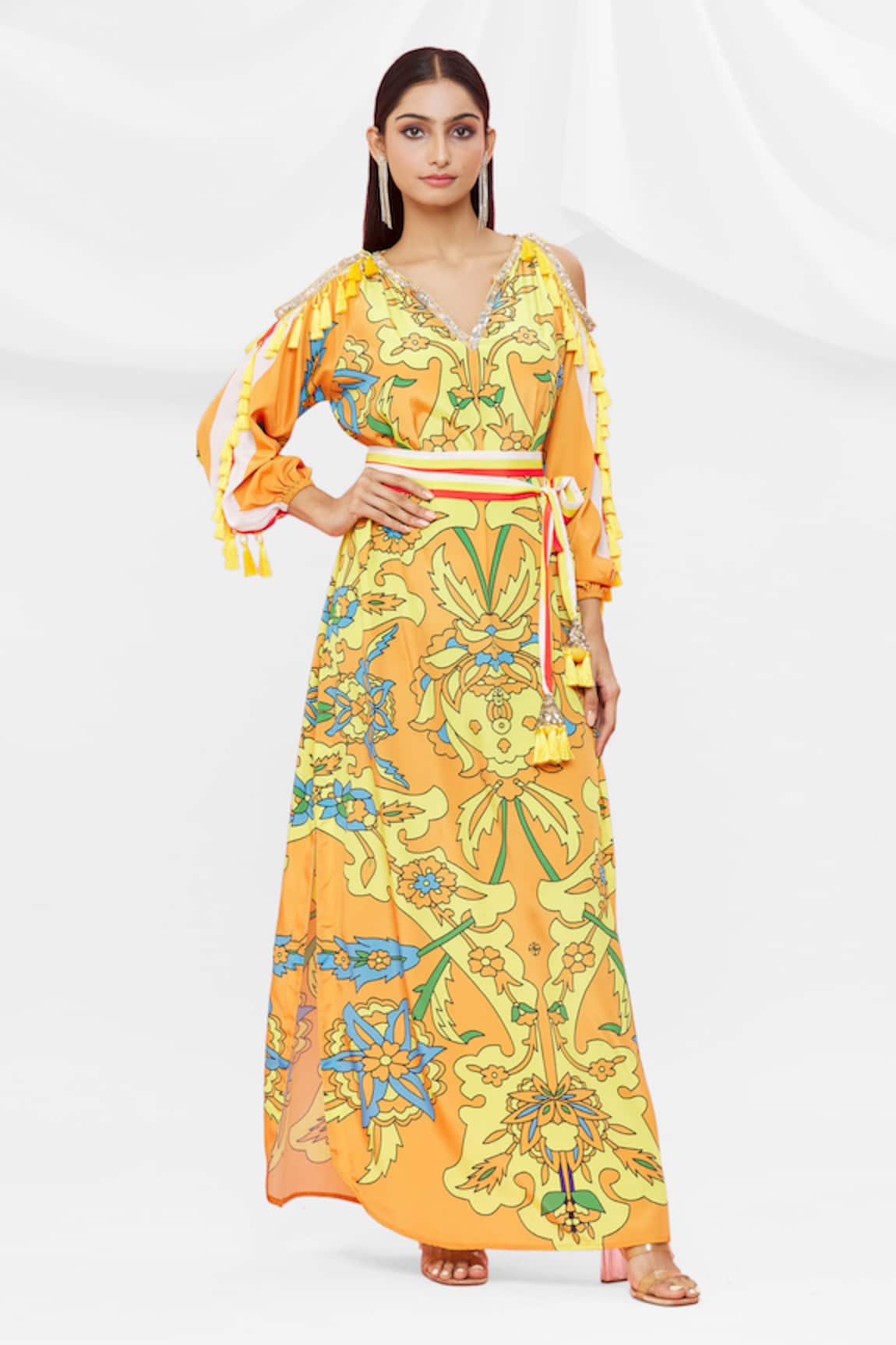 Pria Kataria Puri Floral Pattern Cold Shoulder Dress