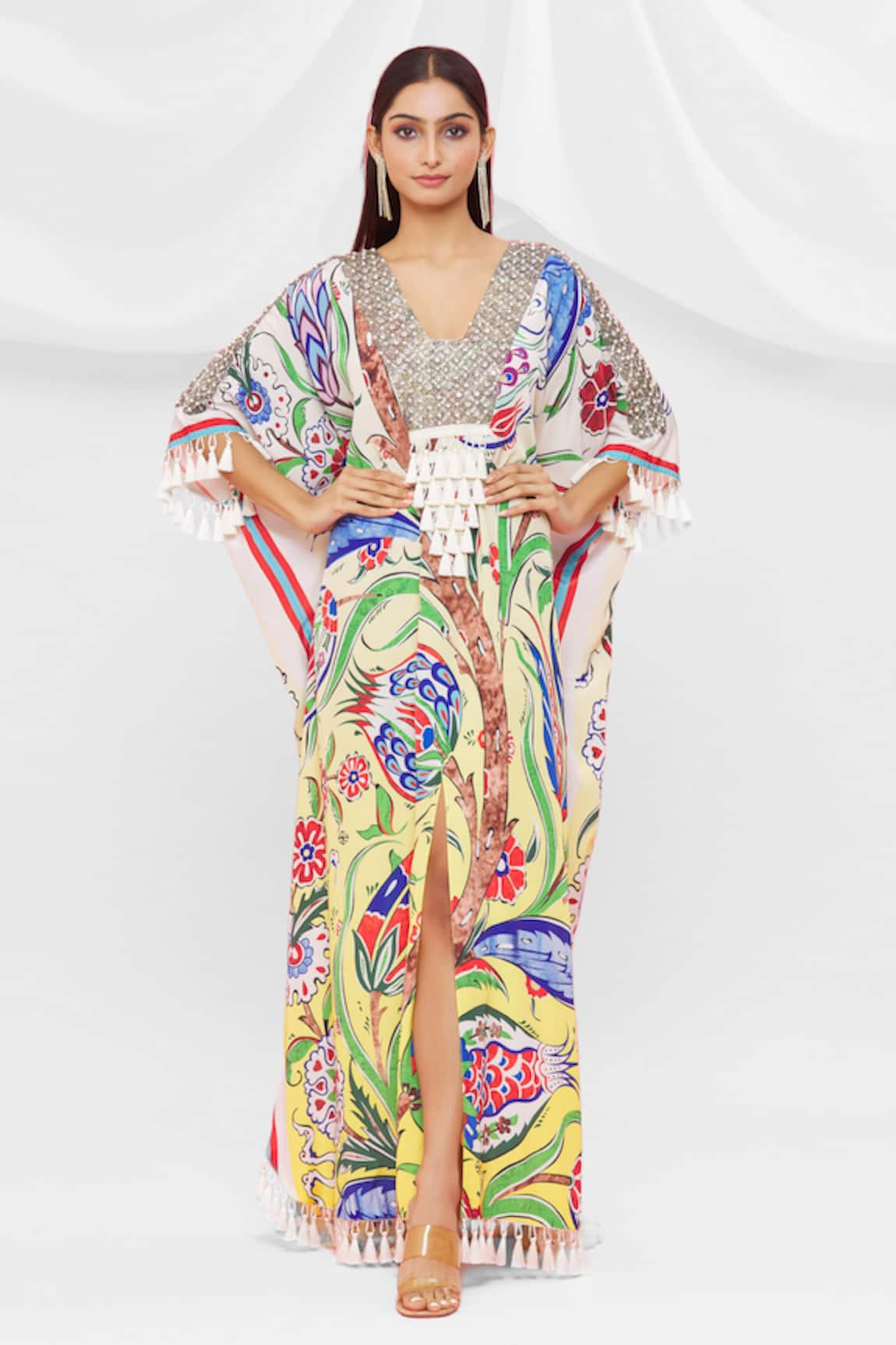 Pria Kataria Puri Floral Pattern Tassel Sleeve Kaftan