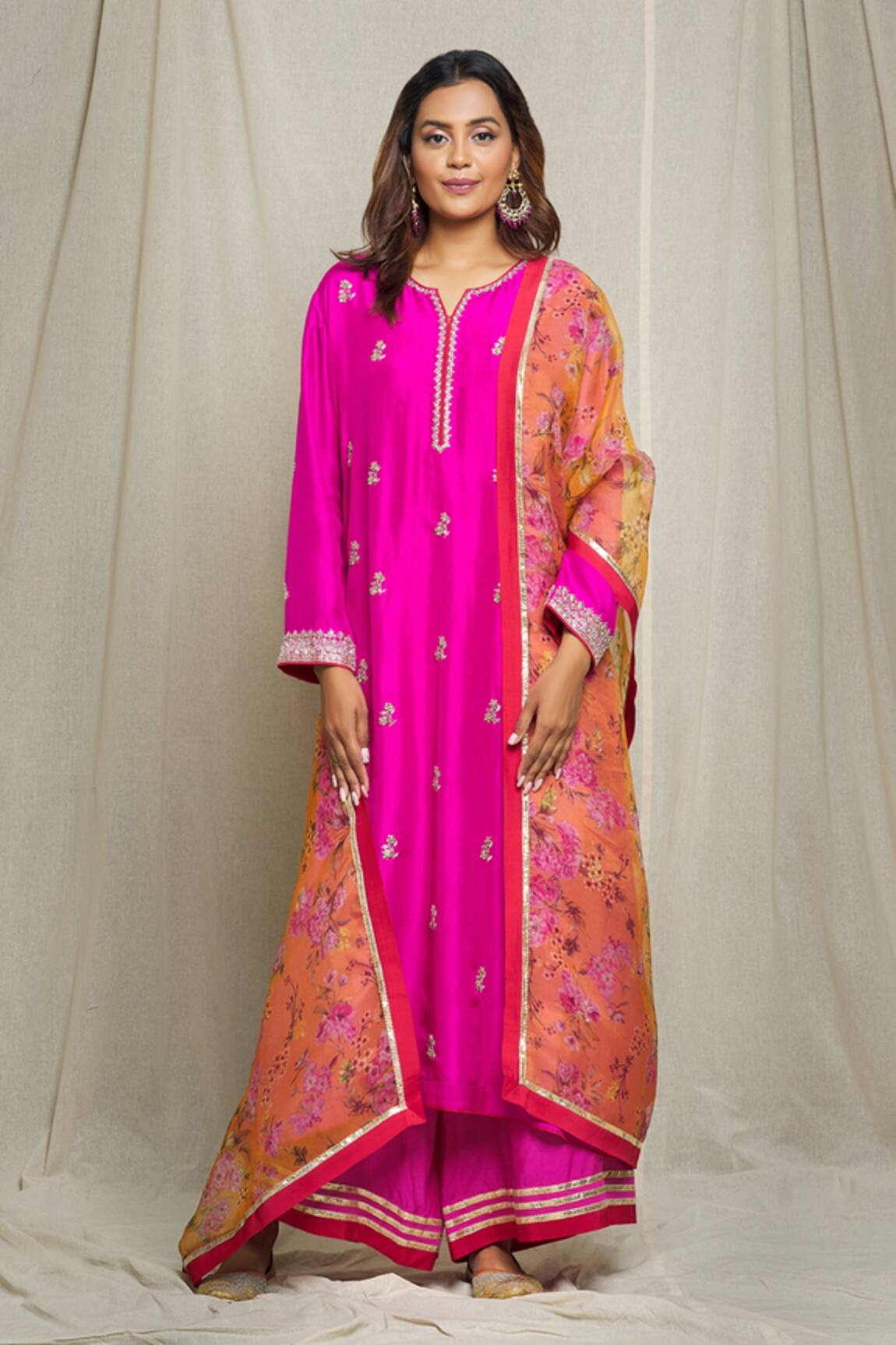 Anushree Reddy Zardozi Embroidered Kurta Palazzo Set