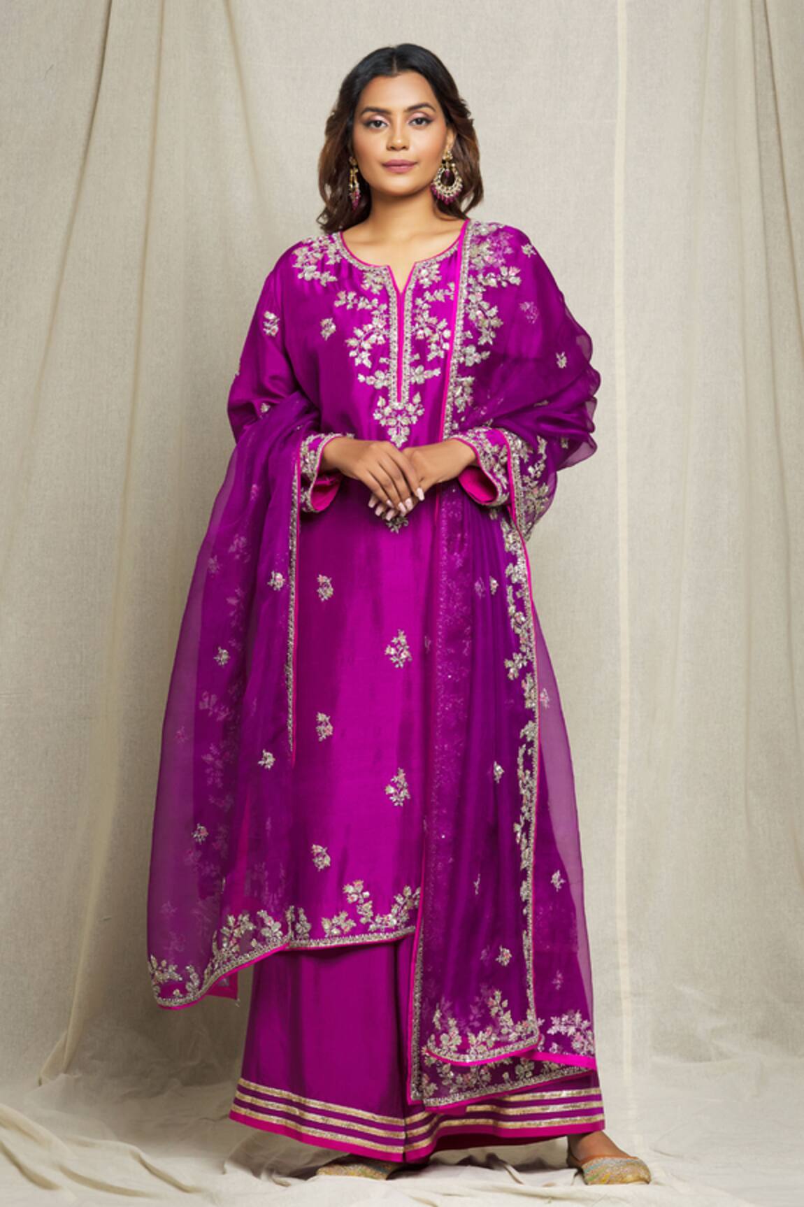 Anushree Reddy Zardozi Embroidered Kurta Palazzo Set