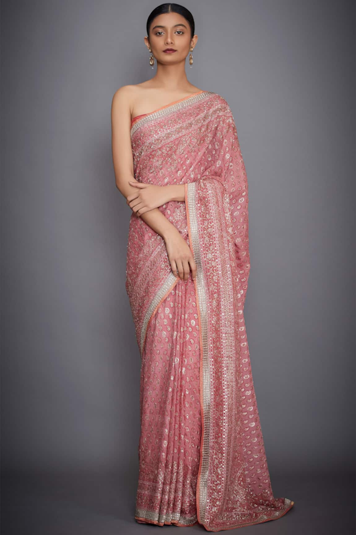 RI.Ritu Kumar Silk Chinon Embroidered Saree