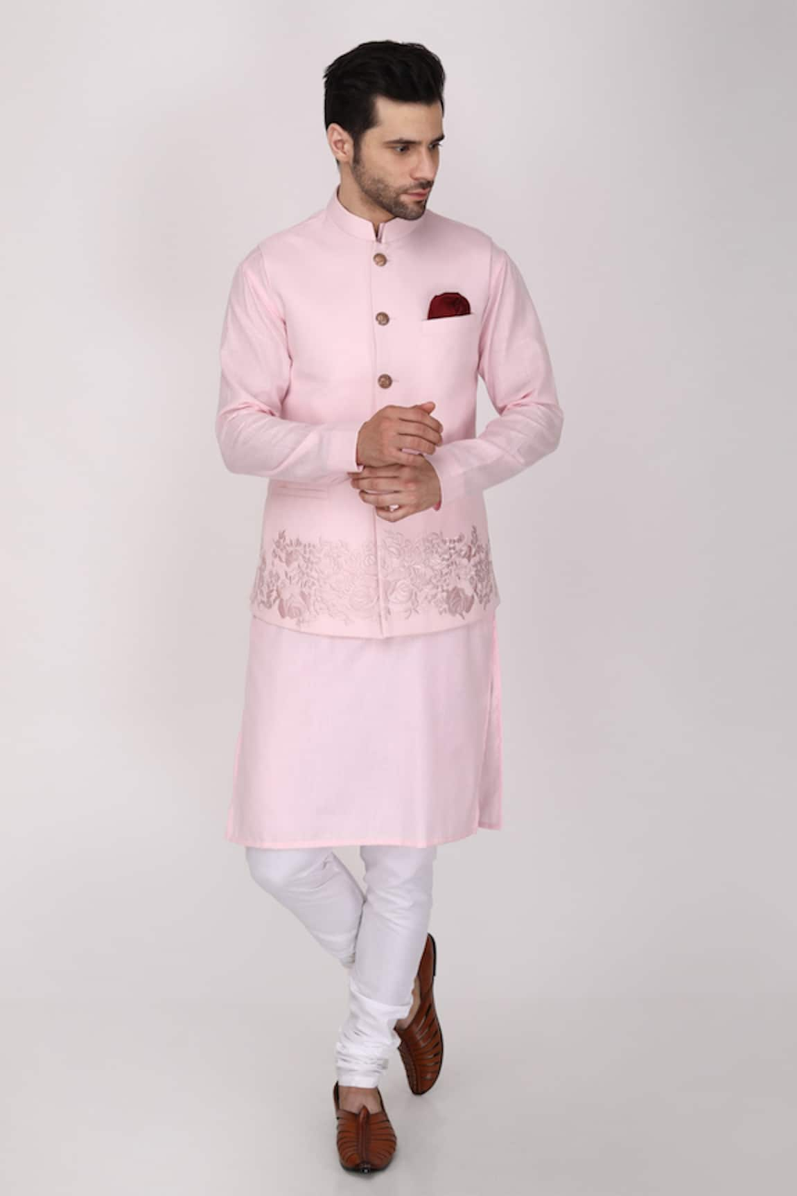 Manish Nagdeo Embroidered Bundi & Kurta Set