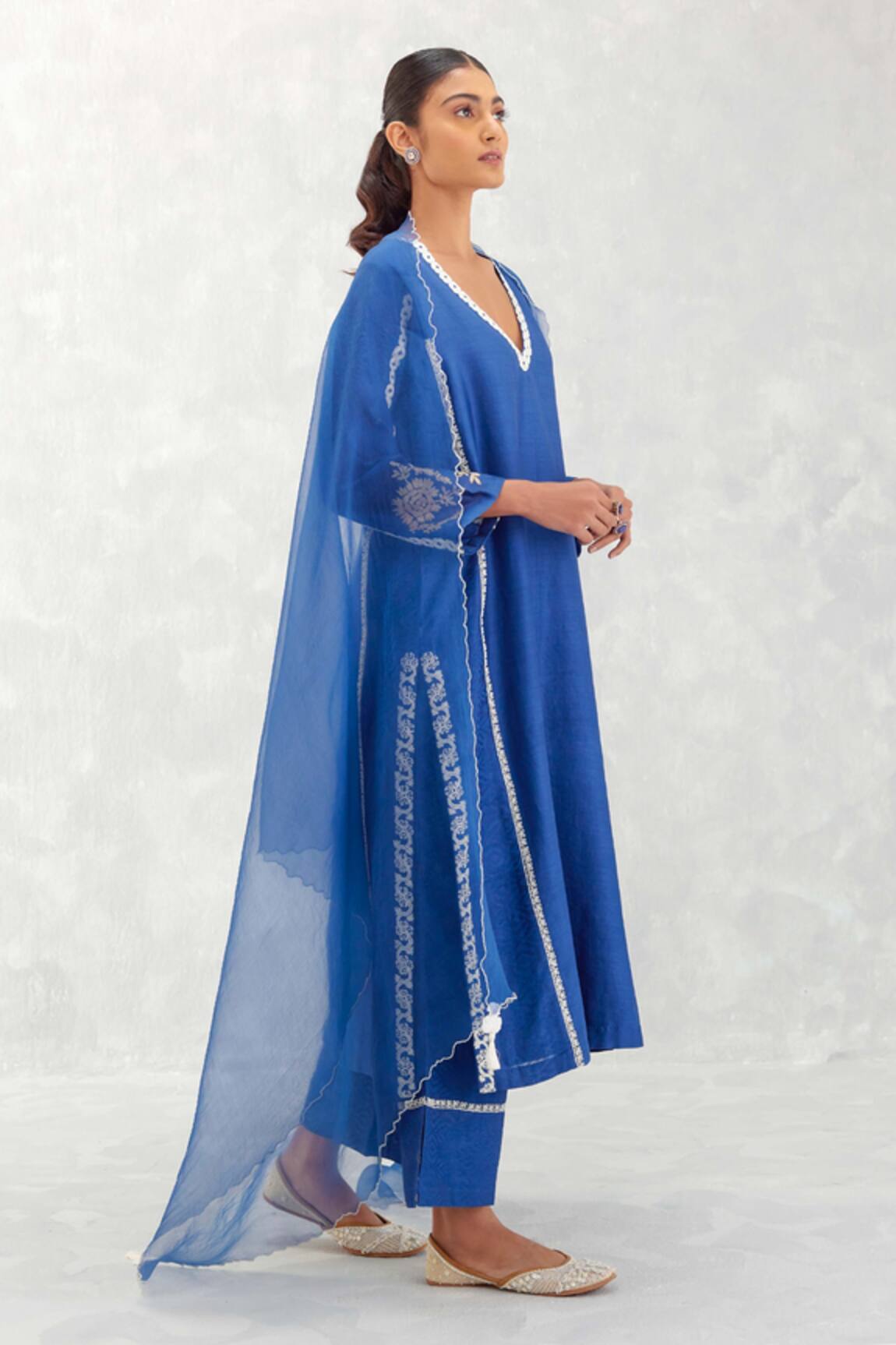 Devnaagri Dori Embroidered Kurta Palazzo Set 