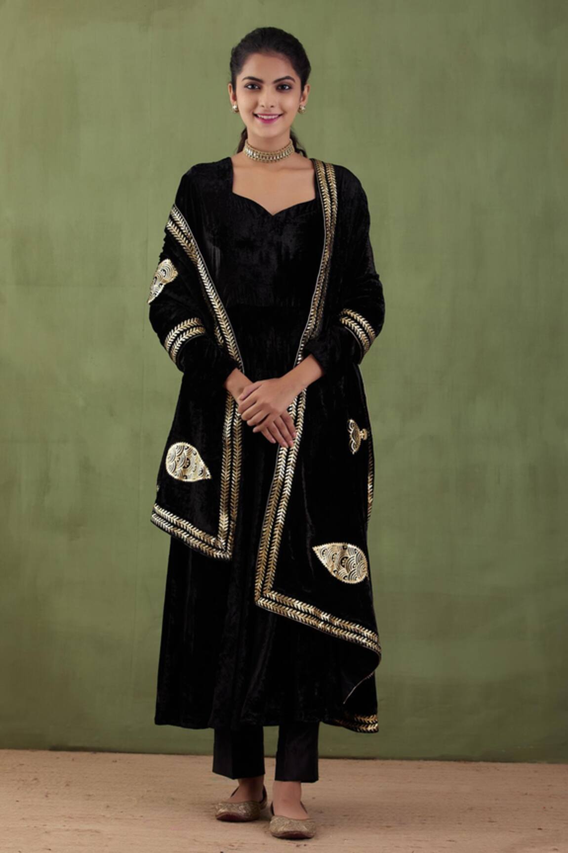 Abbaran Silk Velvet Anarkali Set 