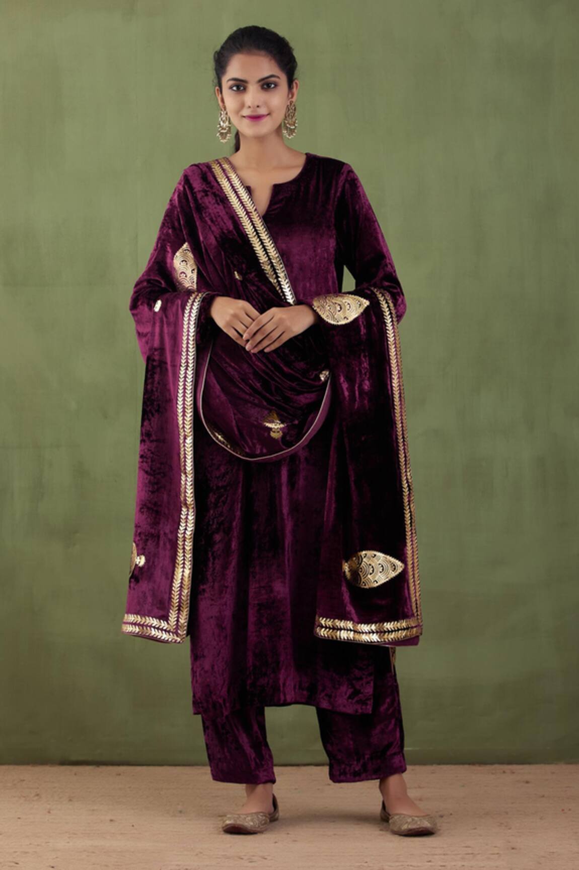 Abbaran Silk Velvet Foil Print Shawl 