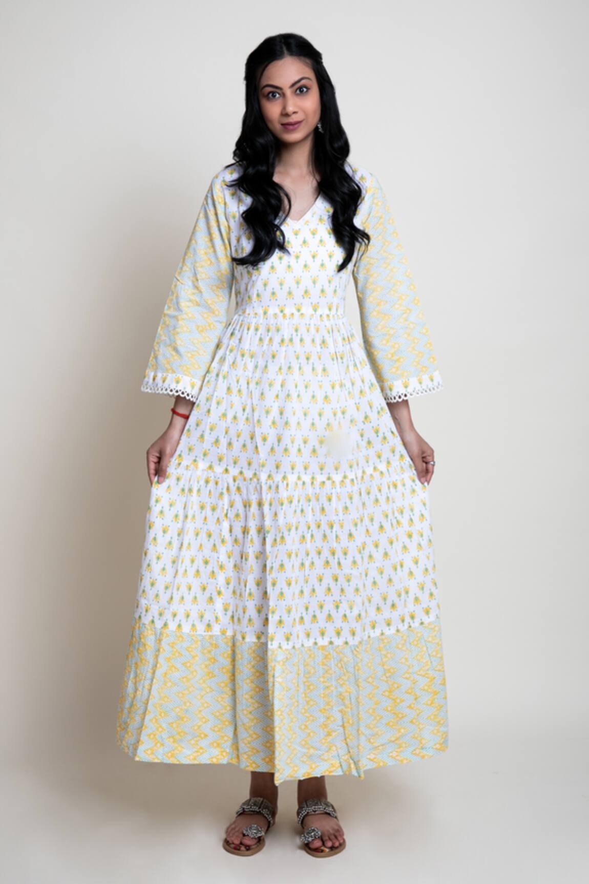 Abbaran Floral Block Print Dress 