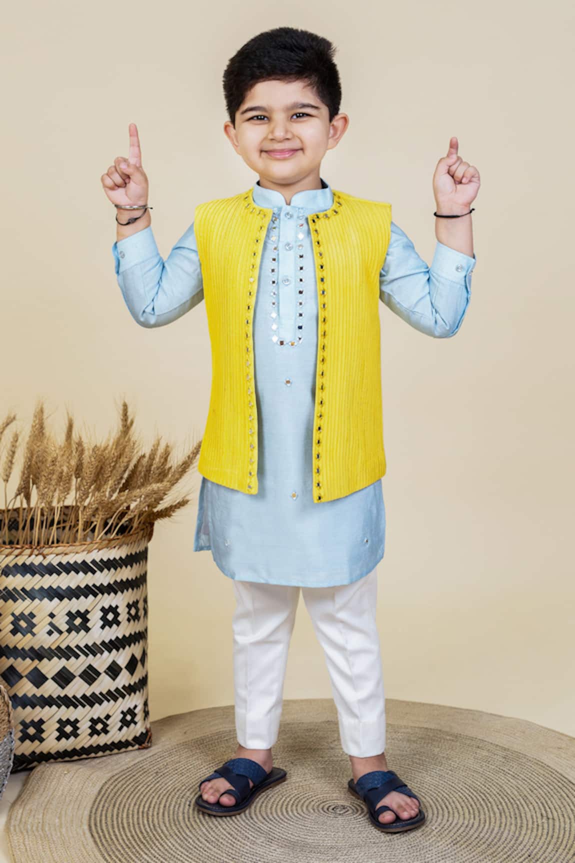 Little Boys Closet by Gunjan Khanijou Embellished Waistcoat & Kurta Set