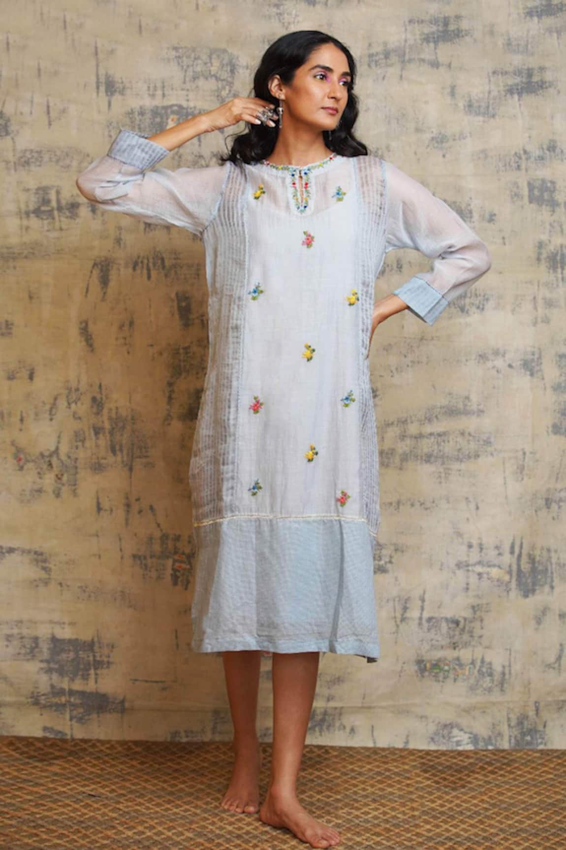 Dhaari Embroidered Cotton Silk Dress