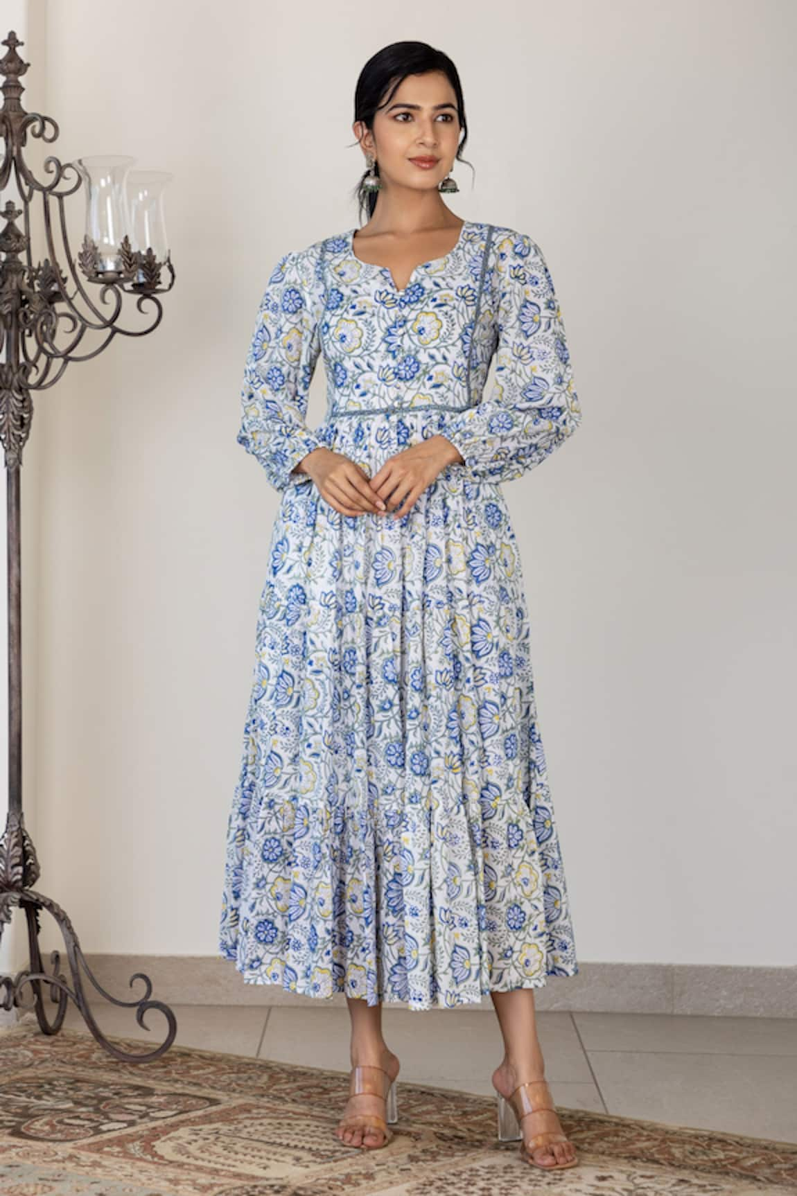 Inara Jaipur Floral Print Tiered Dress