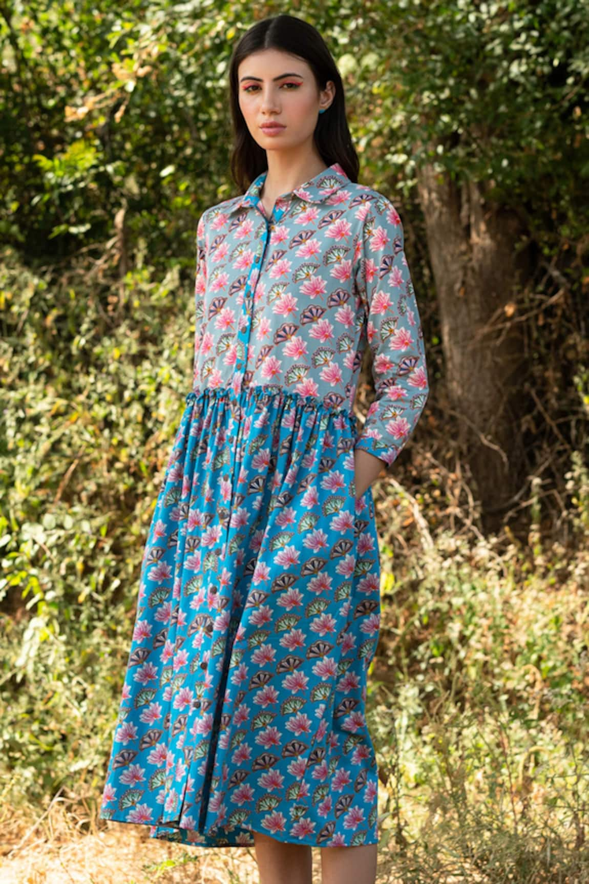 Rang Swati Vijaivargie Floral Print Shirt Dress