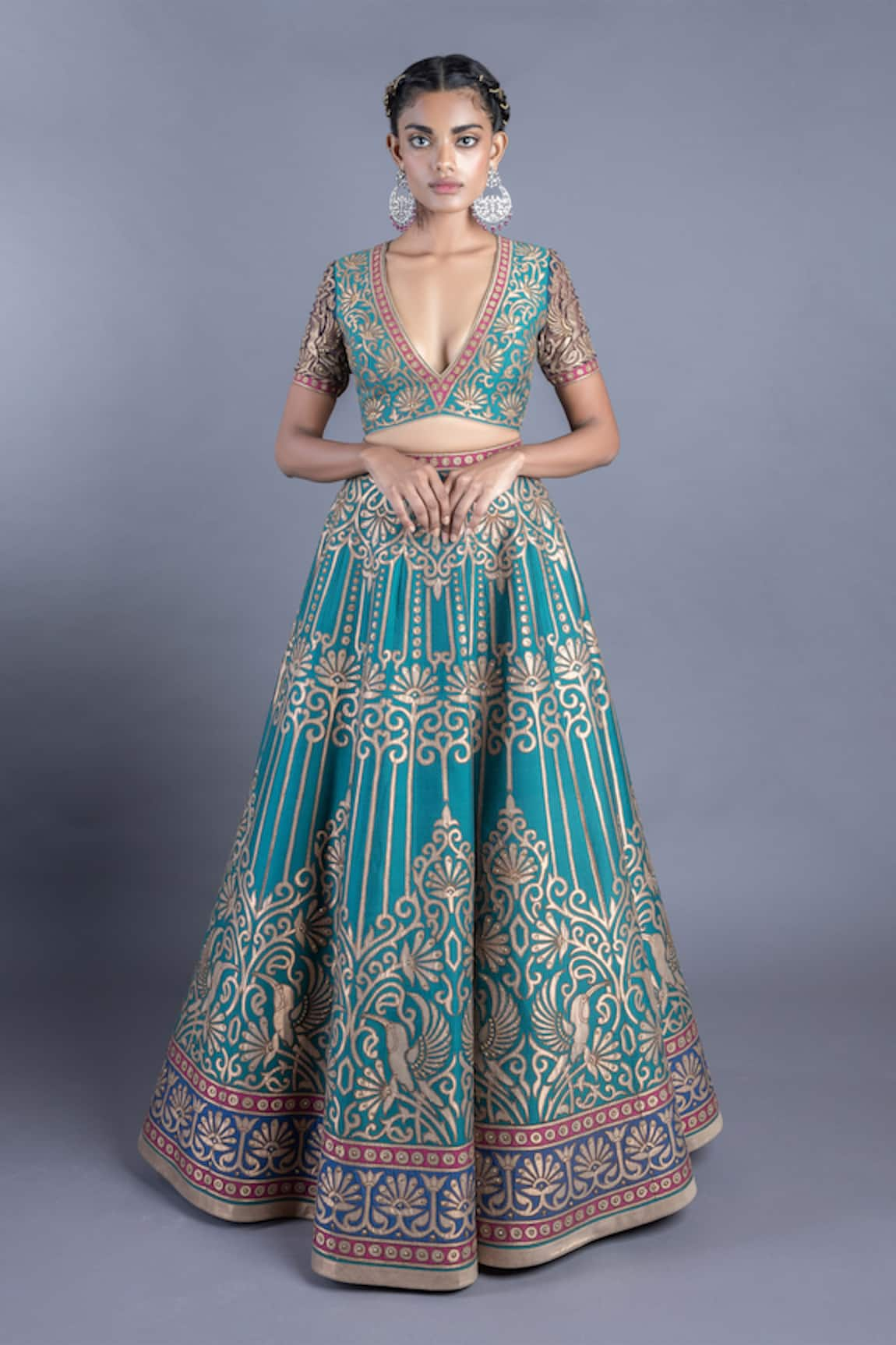 Abhishek Gupta Embroidered Blouse & Lehenga Set