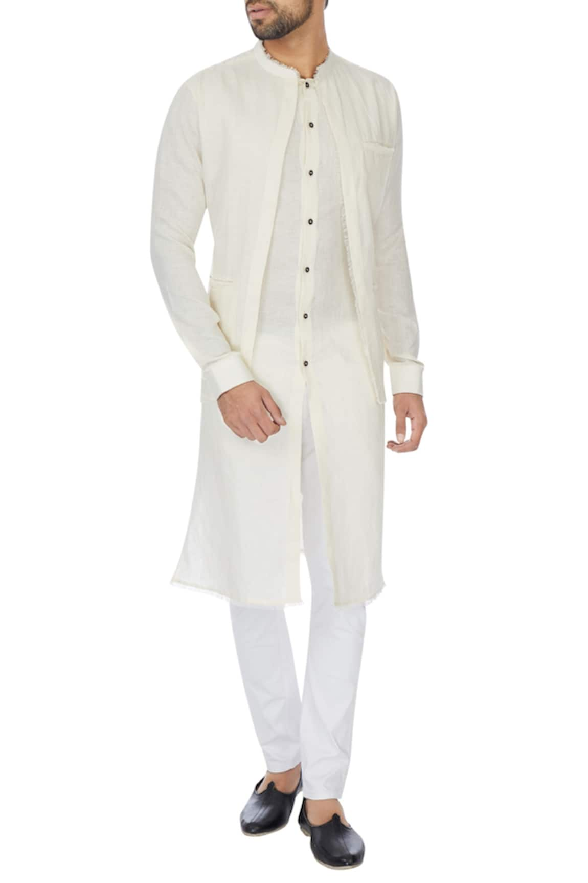 Khanijo Linen Jacket Layered Kurta