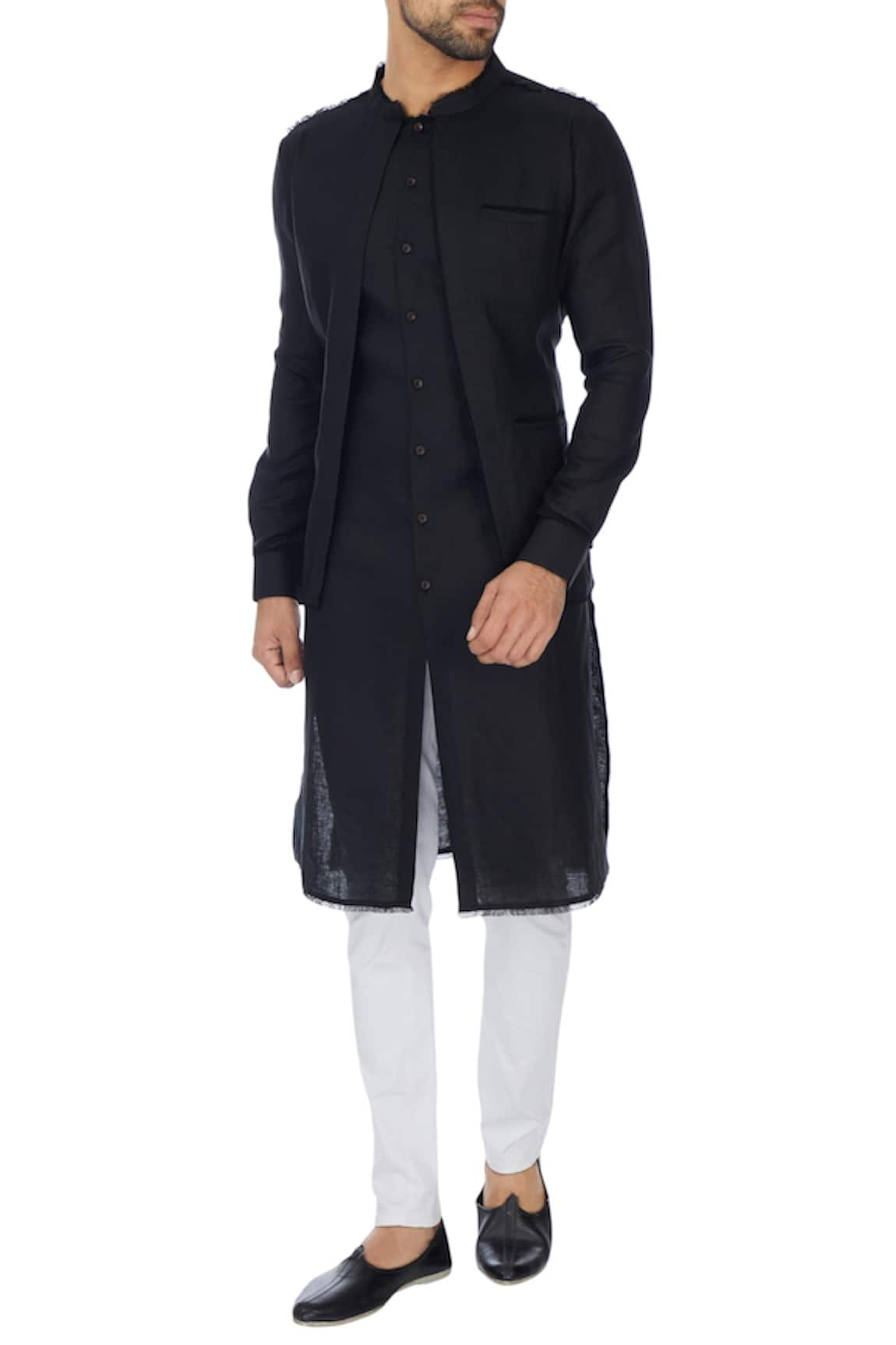 Khanijo Linen Jacket Layered Kurta