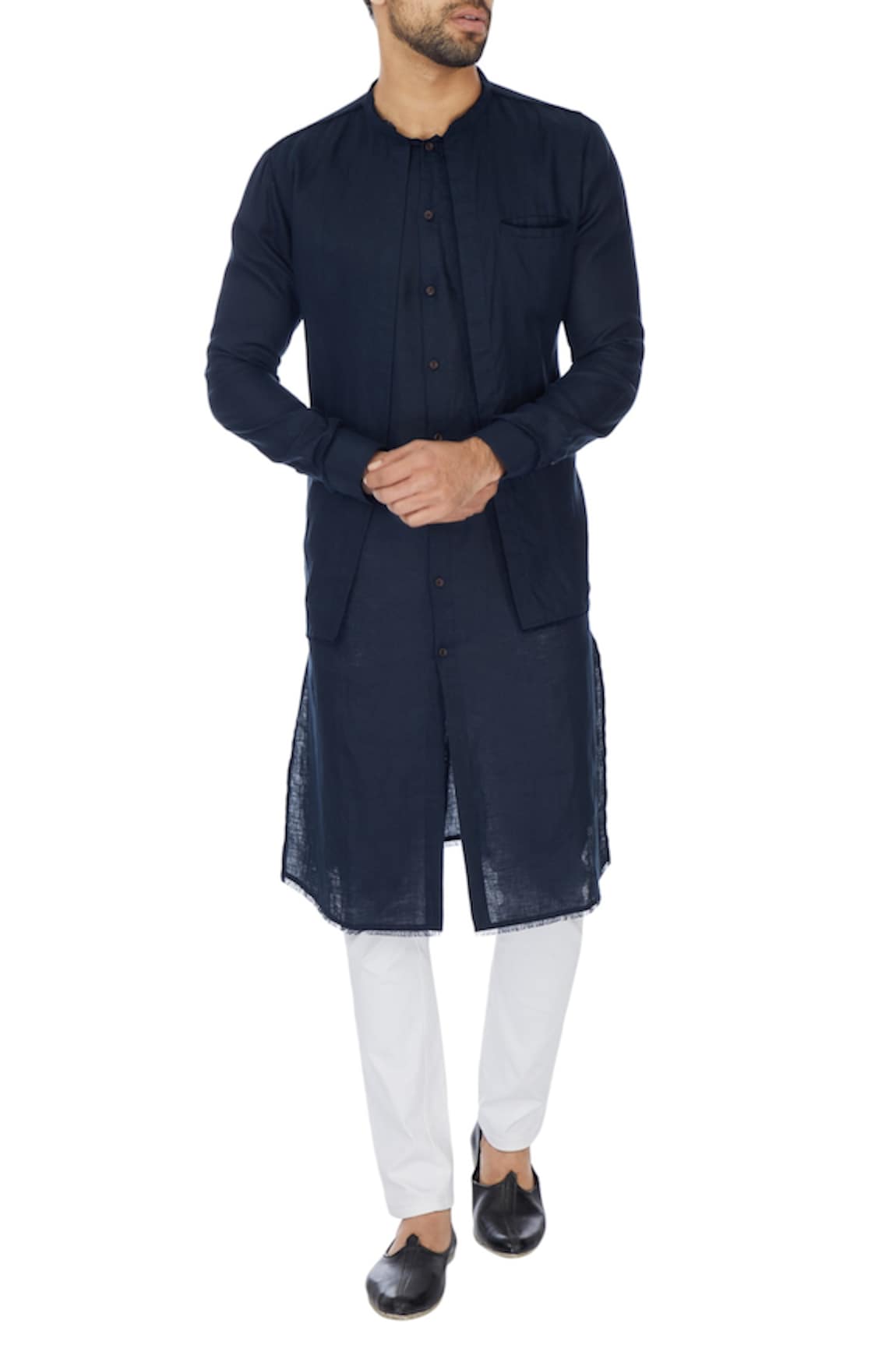 Khanijo Linen Jacket Layered Kurta