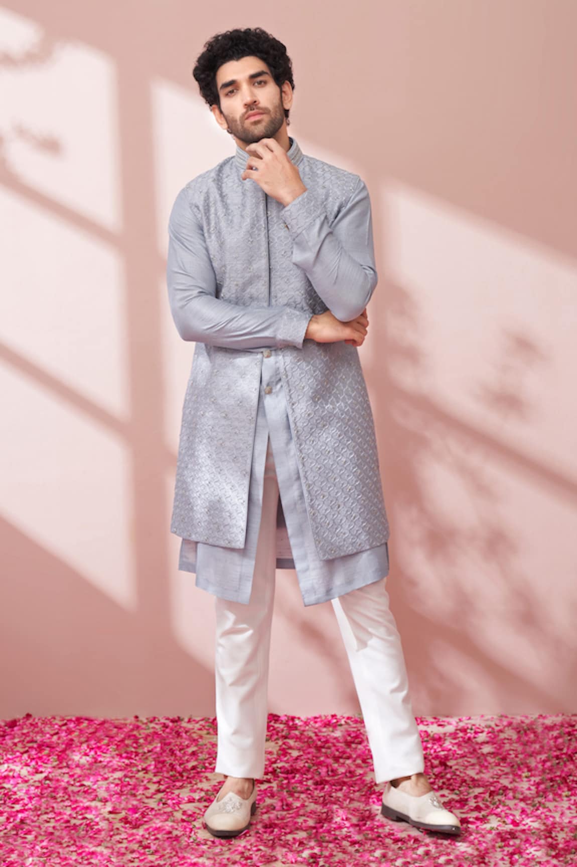 Kora By Nilesh Mitesh Embroidered Sherwani With Kurta Set