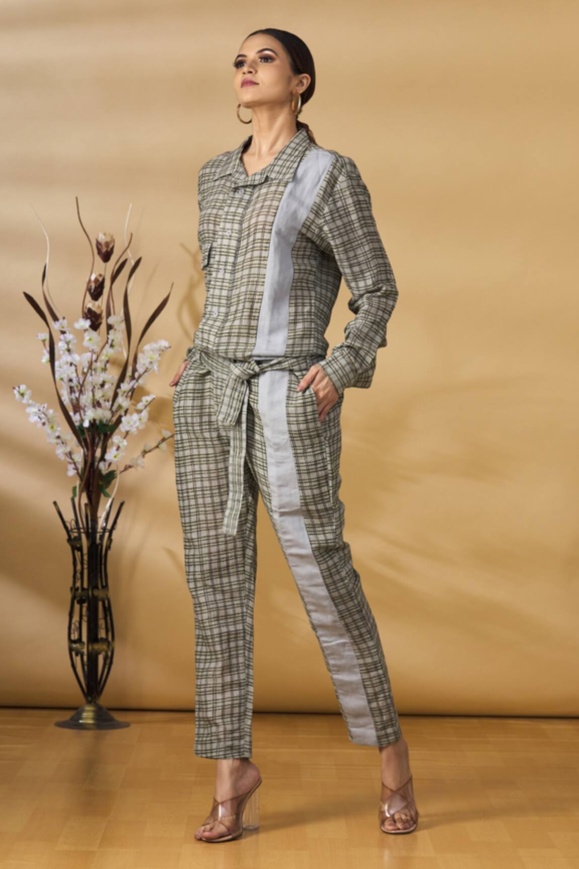 Punit Balana Checkered Jumpsuit With Belt