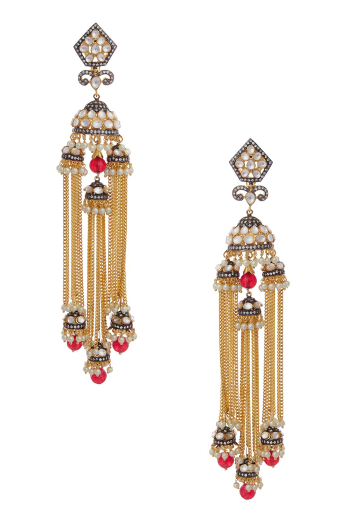 Khushi Jewels Bead & kundan Jhumkas