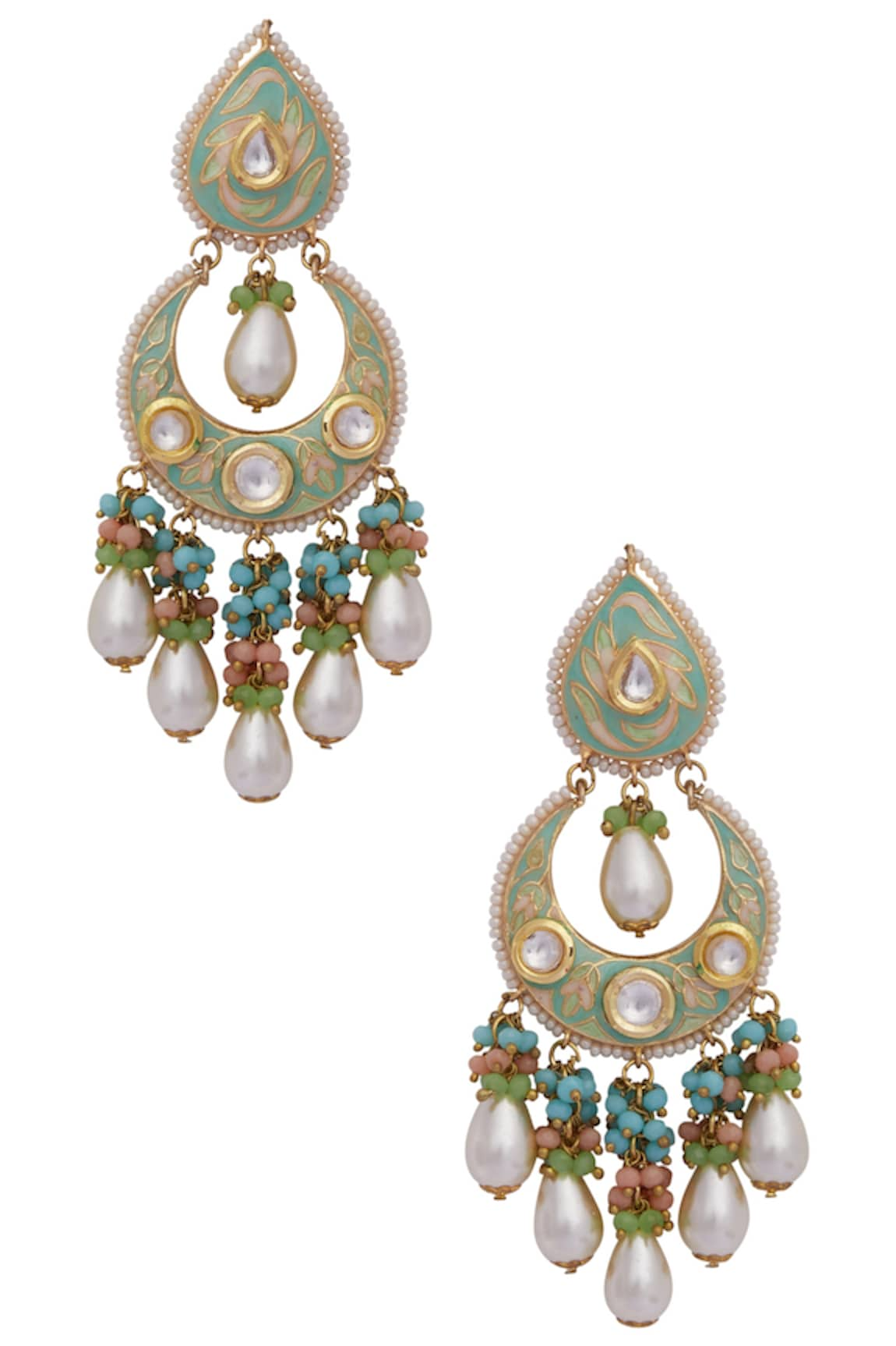 Kripaa Pranay Floral Carved Chandbali Earrings