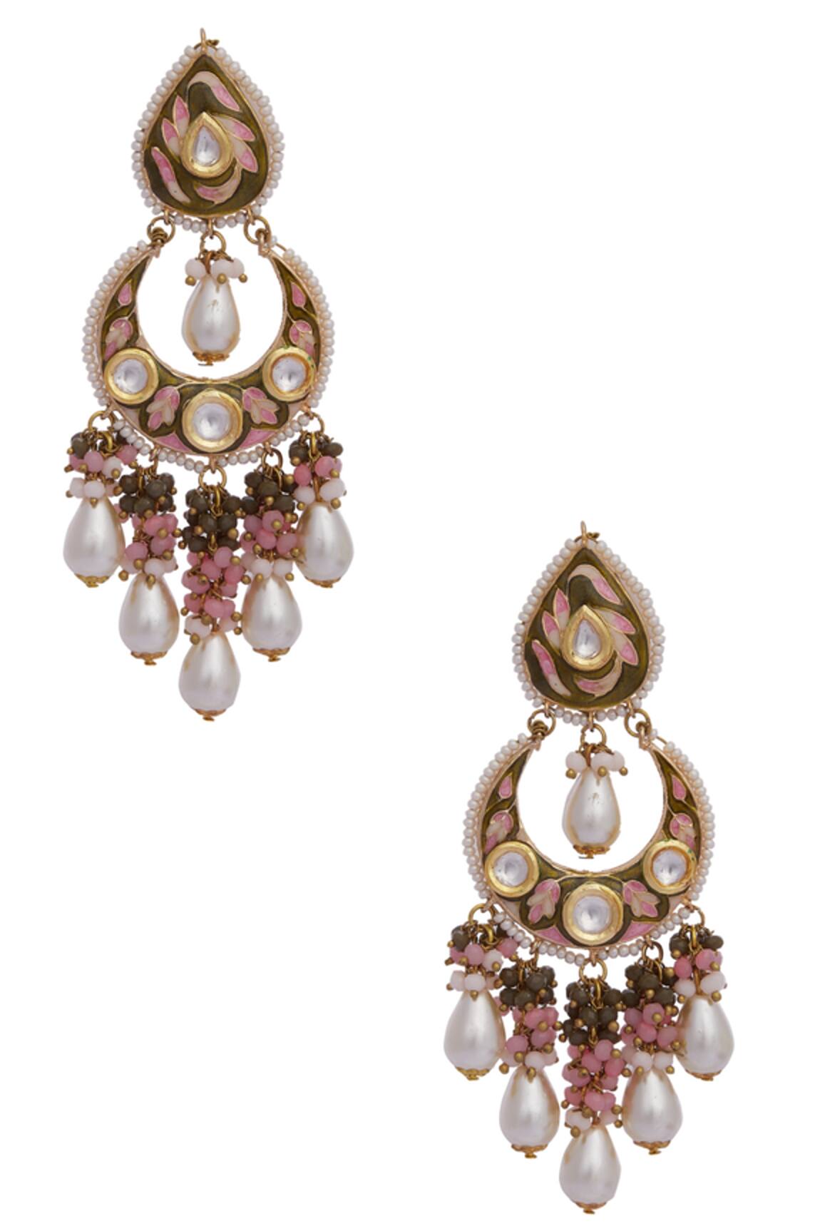 Kripaa Pranay Pearls & Beads Chandbali Earrings