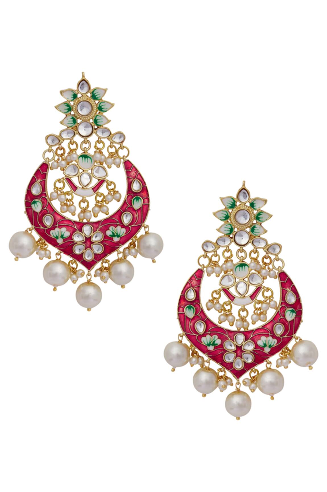 Kripaa Pranay Flower Encrusted Stone Earrings 