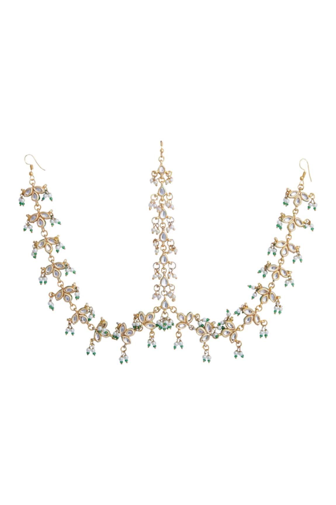 Just Shradhas Gold Kundan Stone Mathapatti