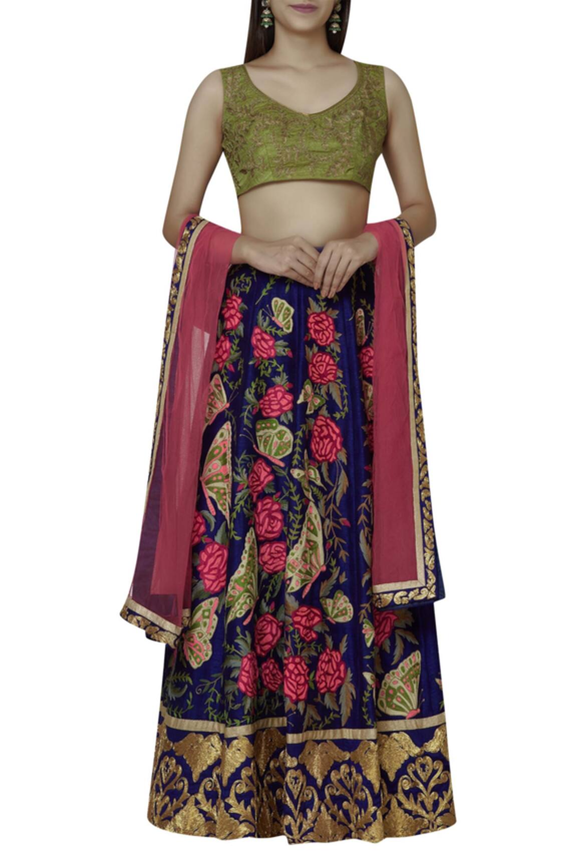 Aharin India Embroidered Bridal Lehenga Set 