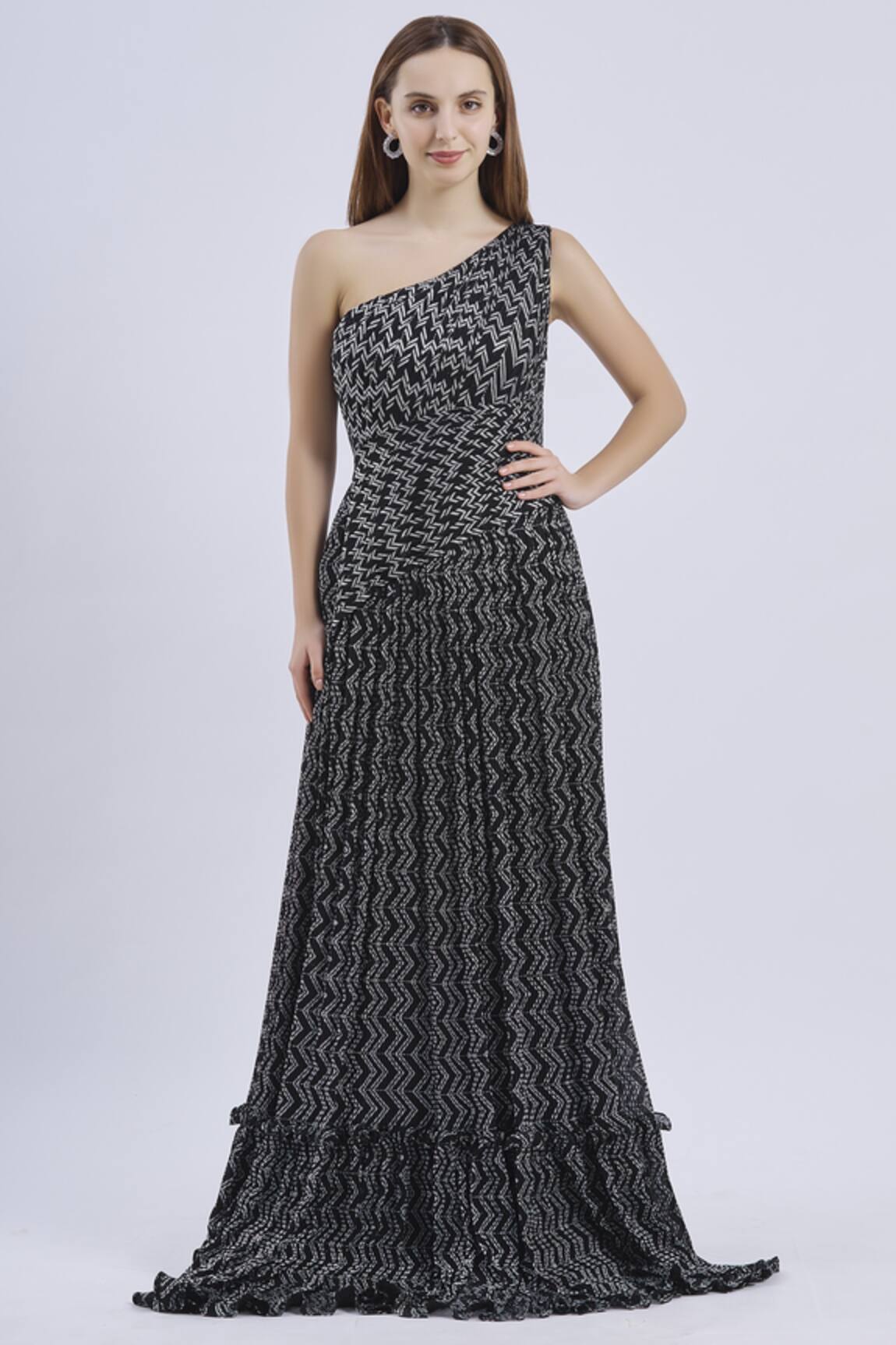 Swatee Singh One Shoulder Printed Gown