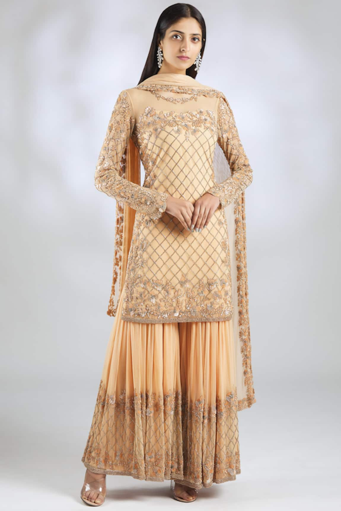 Malasa Embellished Kurta Sharara Set