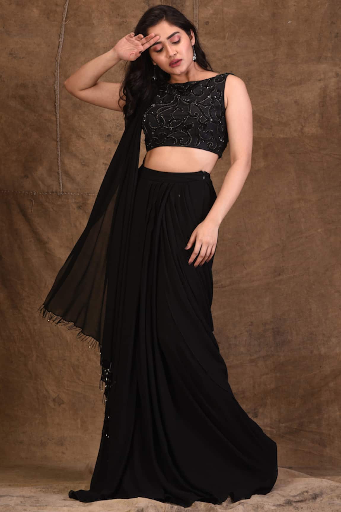 Aariyana Couture Embellished Pre-Draped Saree 
