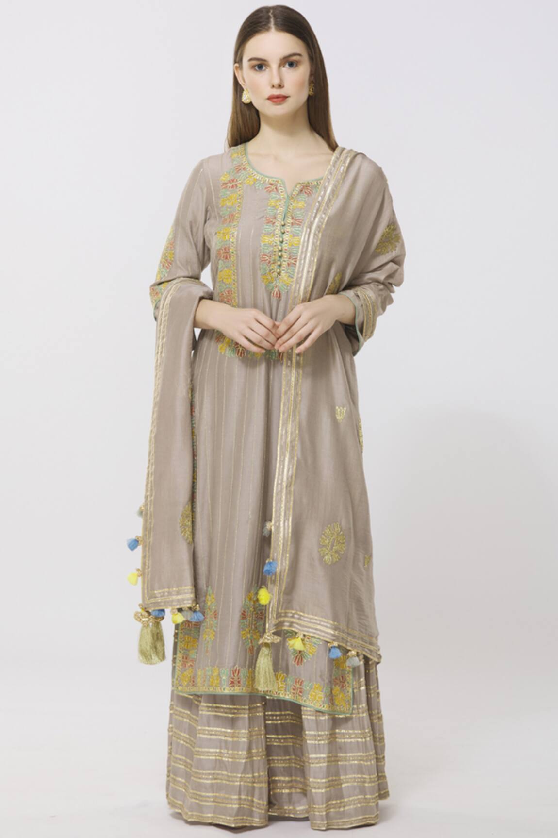 Simar Dugal Cotton Chanderi Kurta Sharara Set