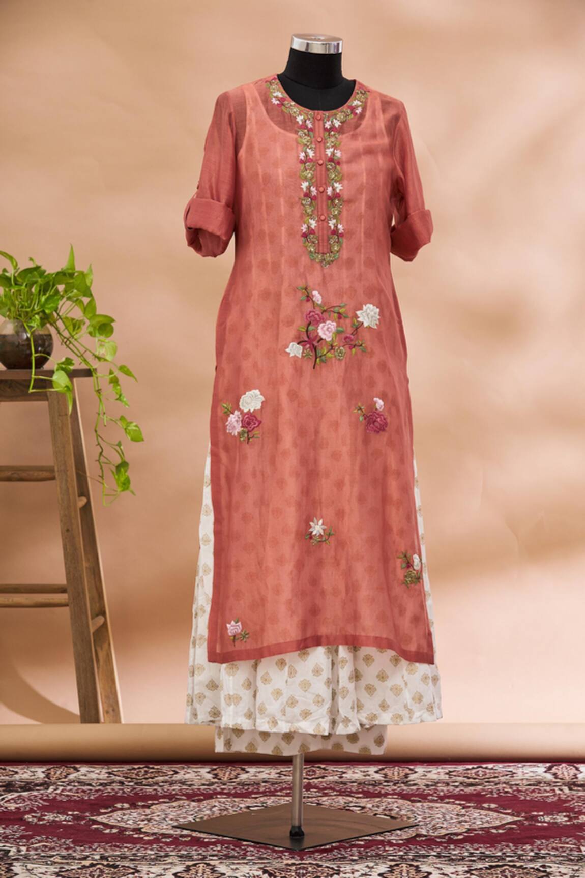 Prama By Pratima Pandey Embroidered Kurta & Palazzo Set