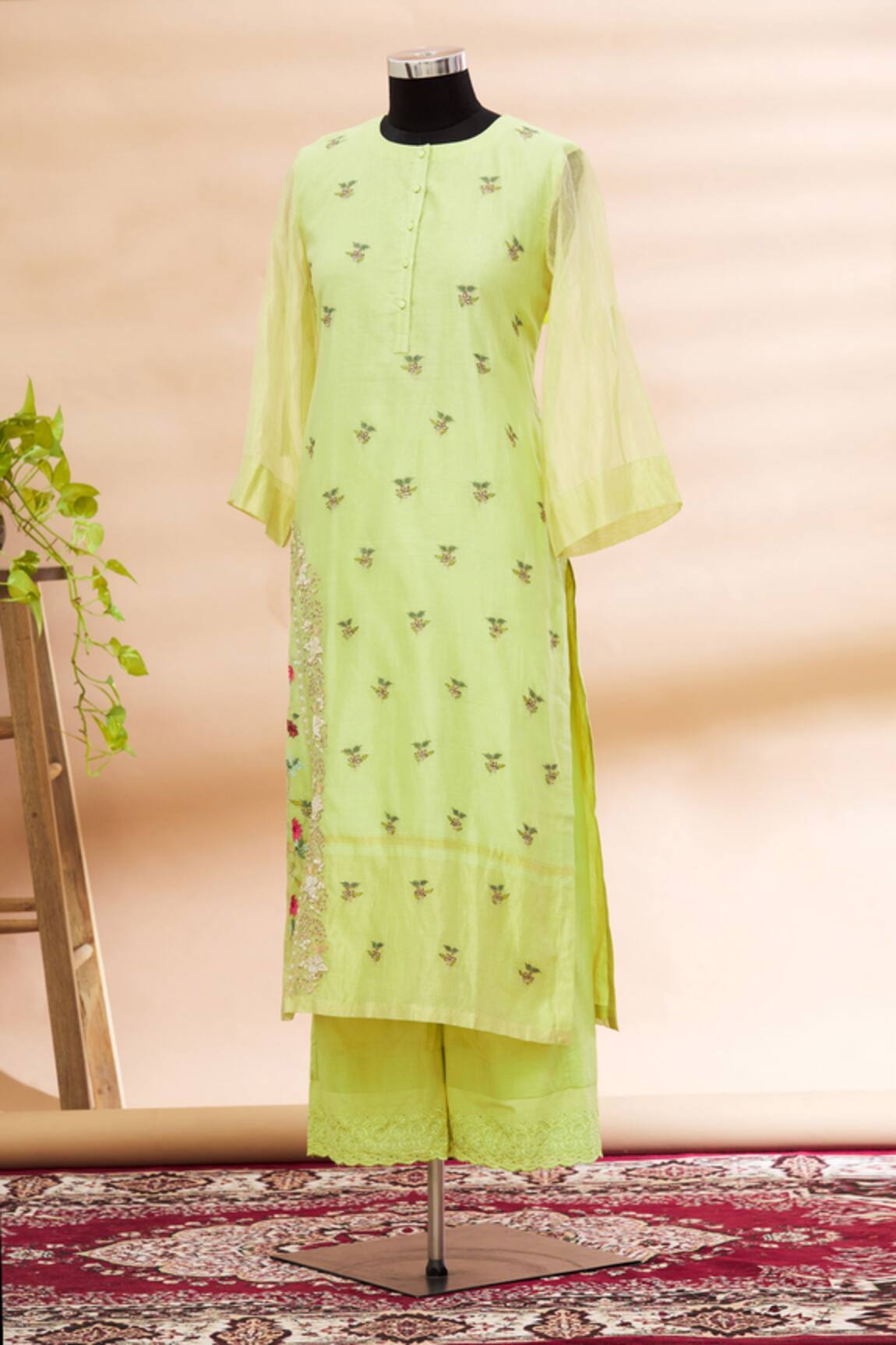 Prama By Pratima Pandey Embroidered Kurta & Palazzo Set
