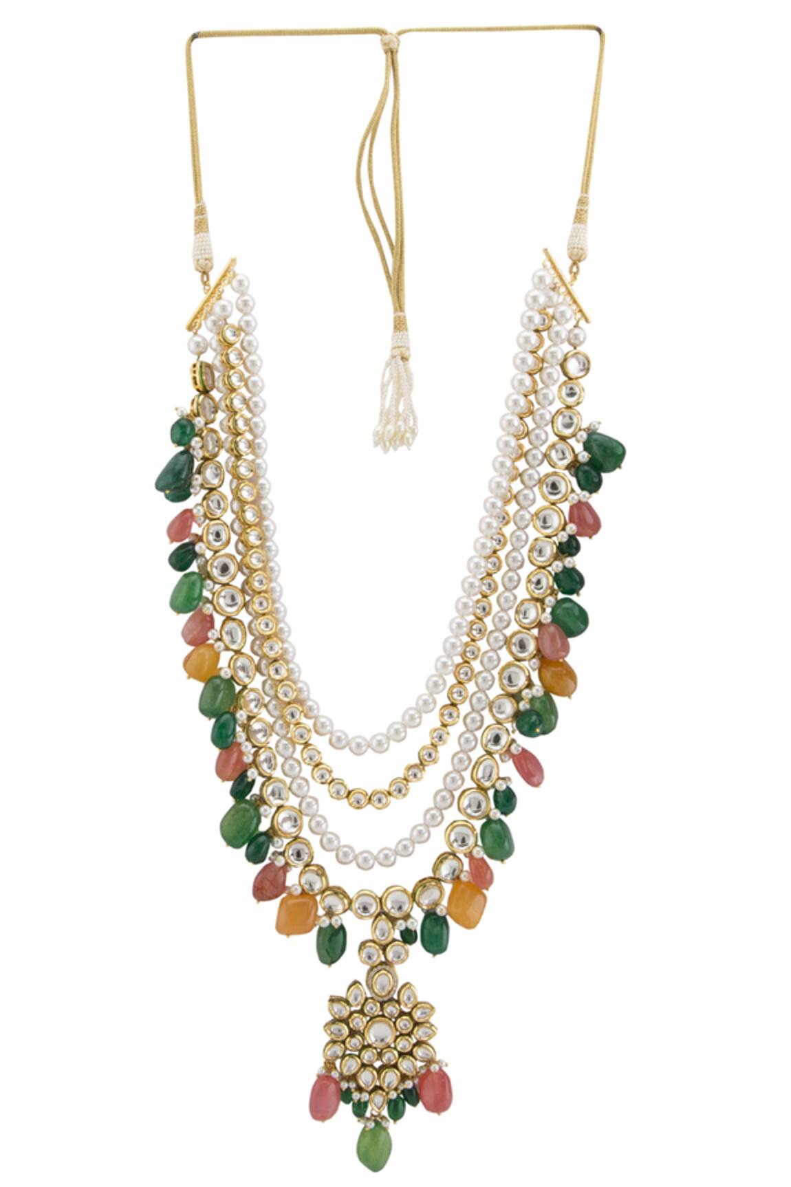 PRERTO Kundan & Bead Necklace