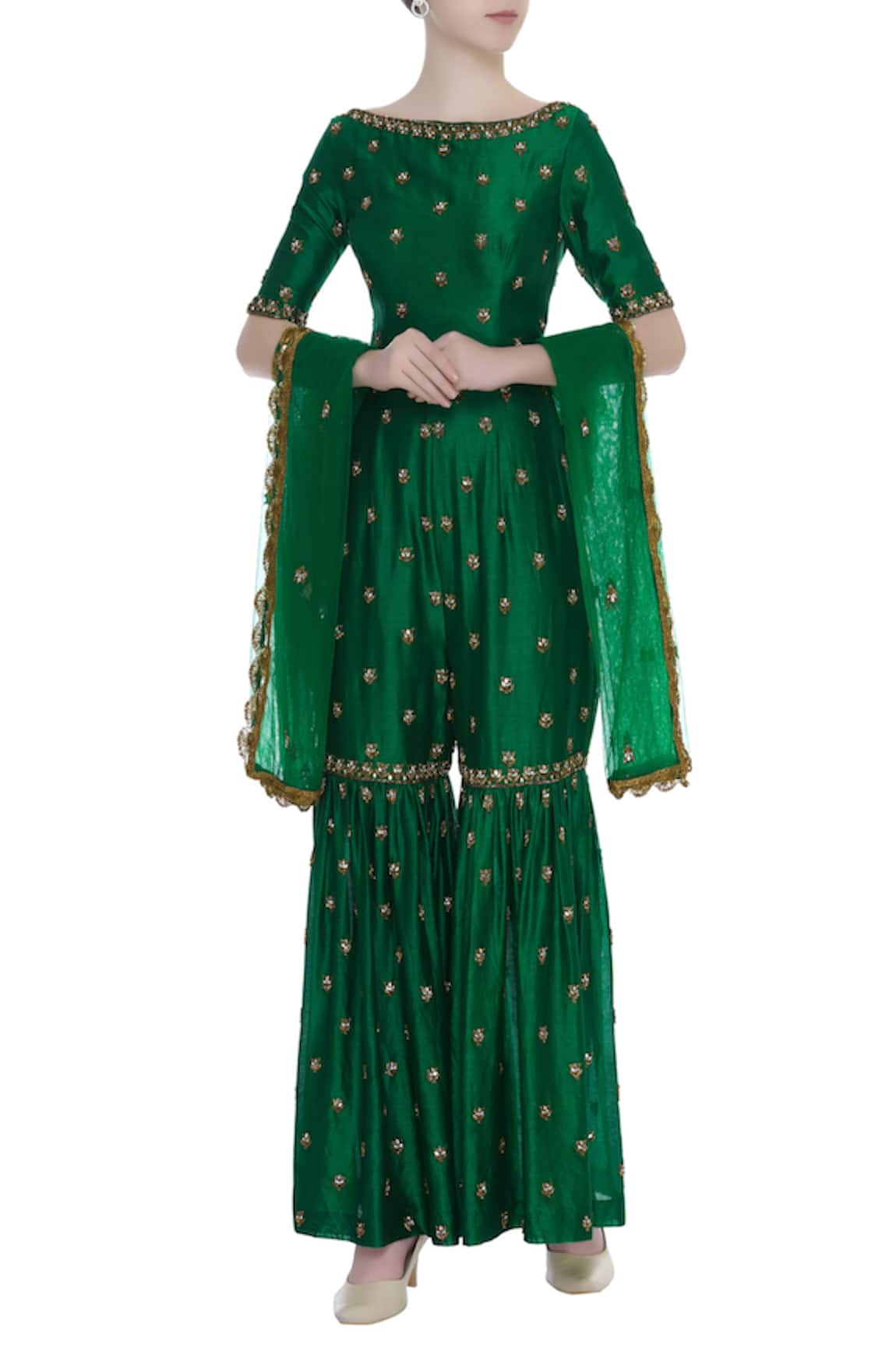 Rajat K Tangri Hand Embroidered Sharara Jumpsuit
