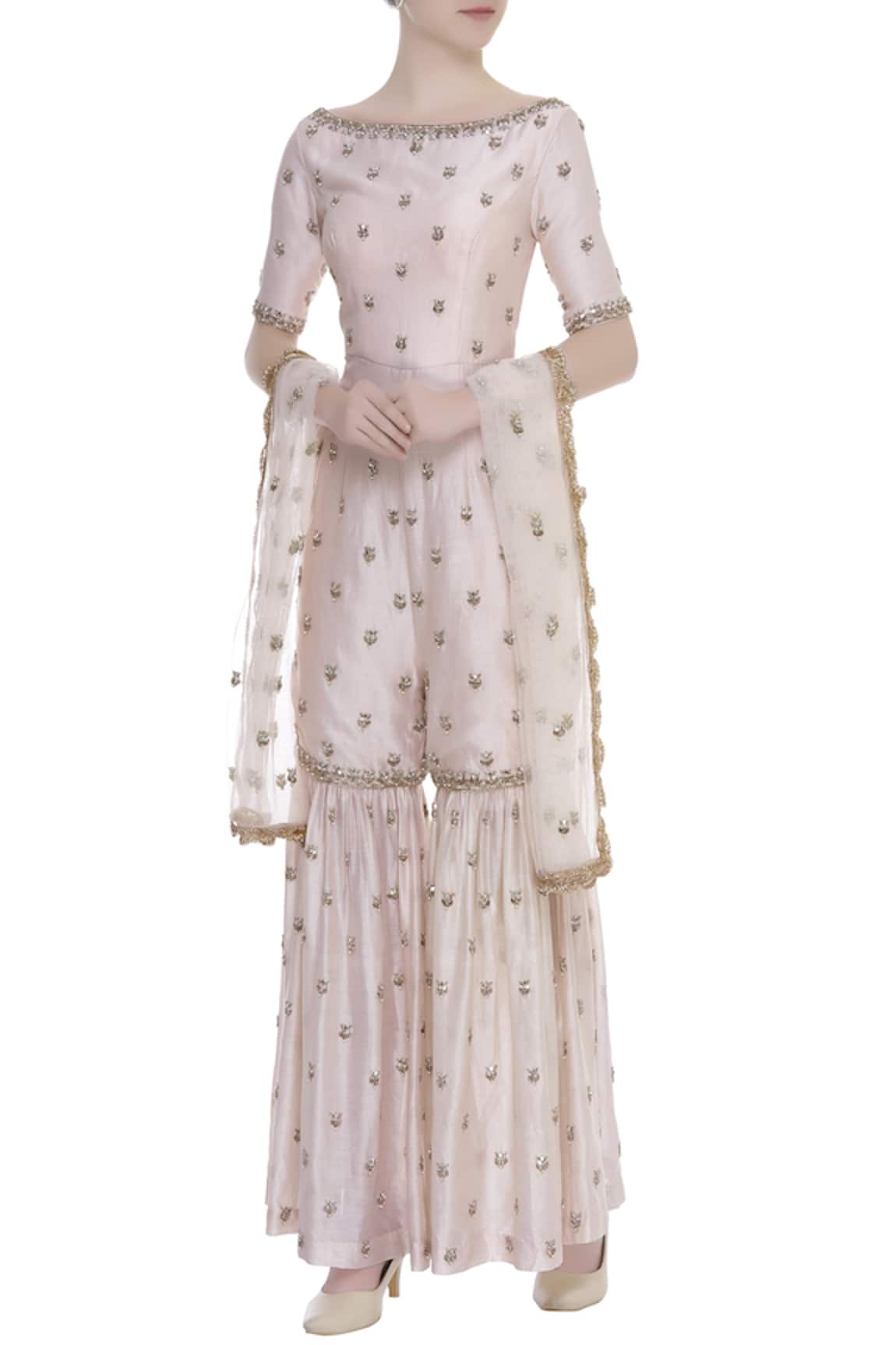 Rajat K Tangri Booti hand embroidered jumpsuit sharara with dupatta