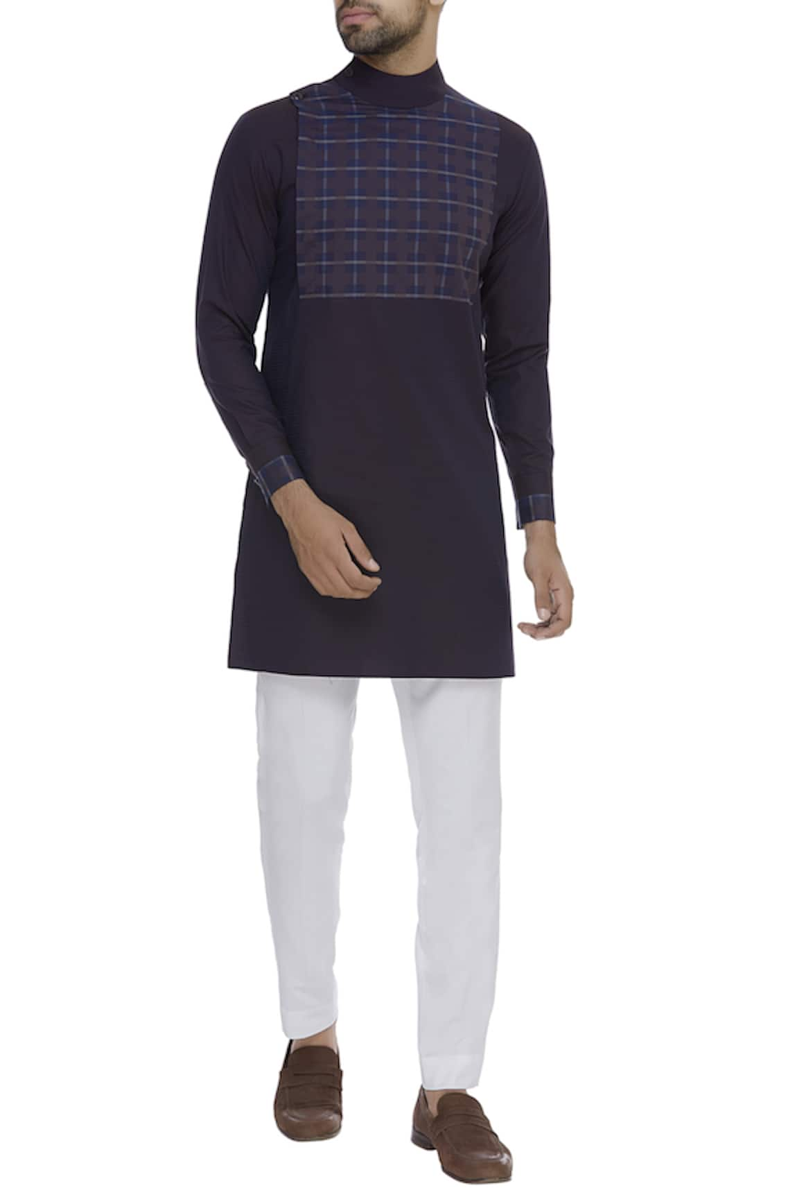 Vikram Bajaj Checkered Paneled Kurta With Pant