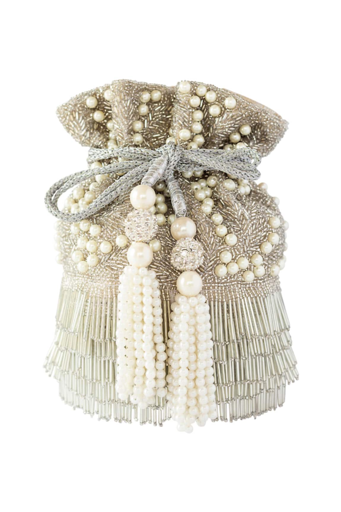 Adora By Ankita Bead Fringed Flapper Potli Bag