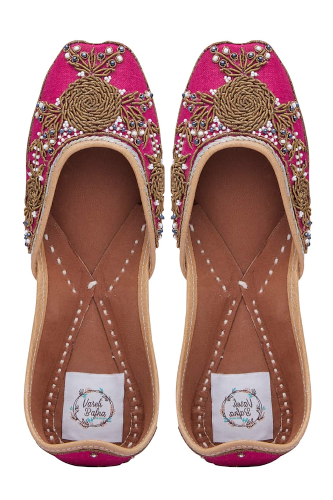 Vareli Bafna Zardozi & Bead Embroidered Floral Motif Juttis
