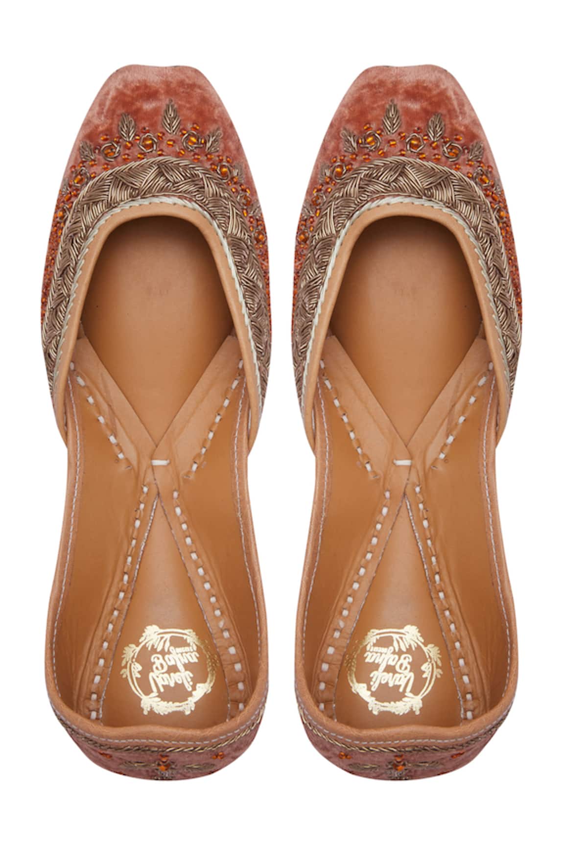 Vareli Bafna Zardozi & Pearl Embroidered Velvet Juttis