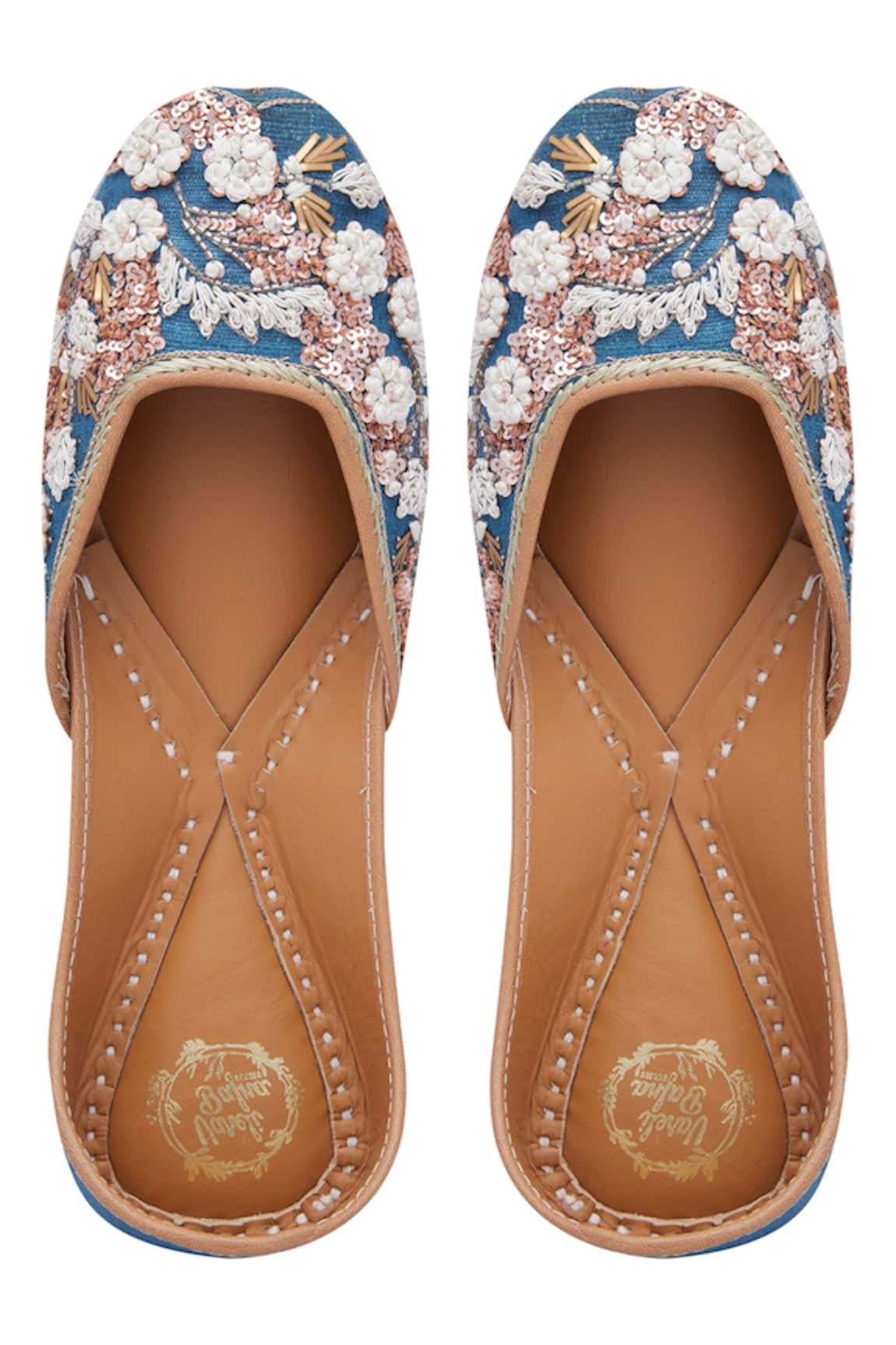 Vareli Bafna Floral Resham & Sequin Embroidered Juttis