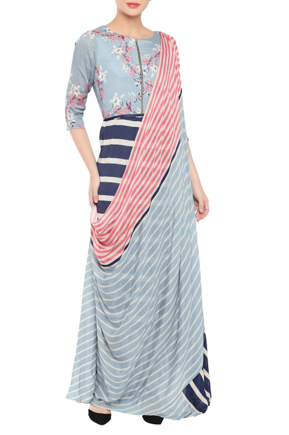 Soup by Sougat Paul Pre-Draped Printed Saree Gown