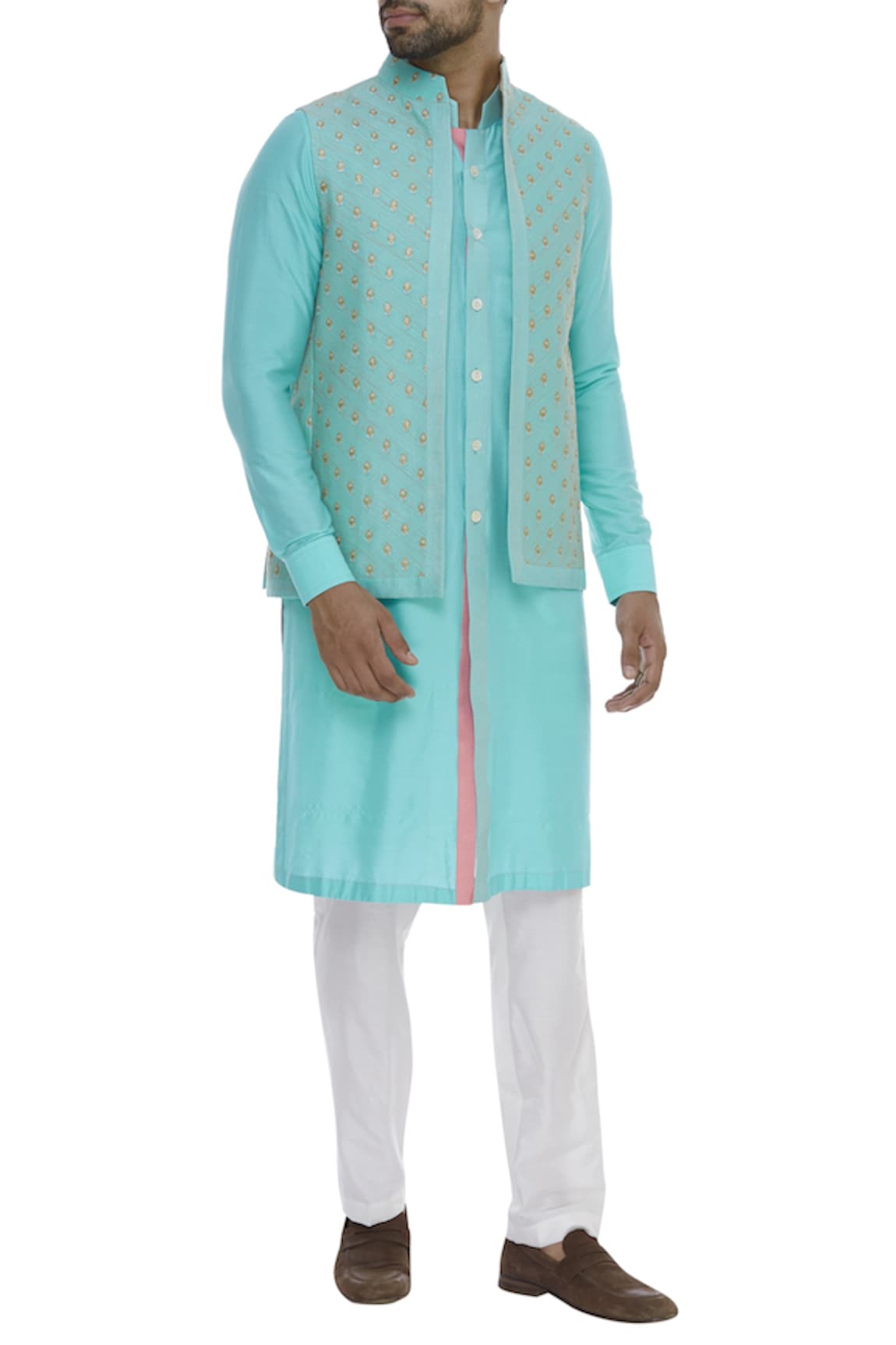 Kunal Anil Tanna Embroidered Open Bundi & Kurta Set